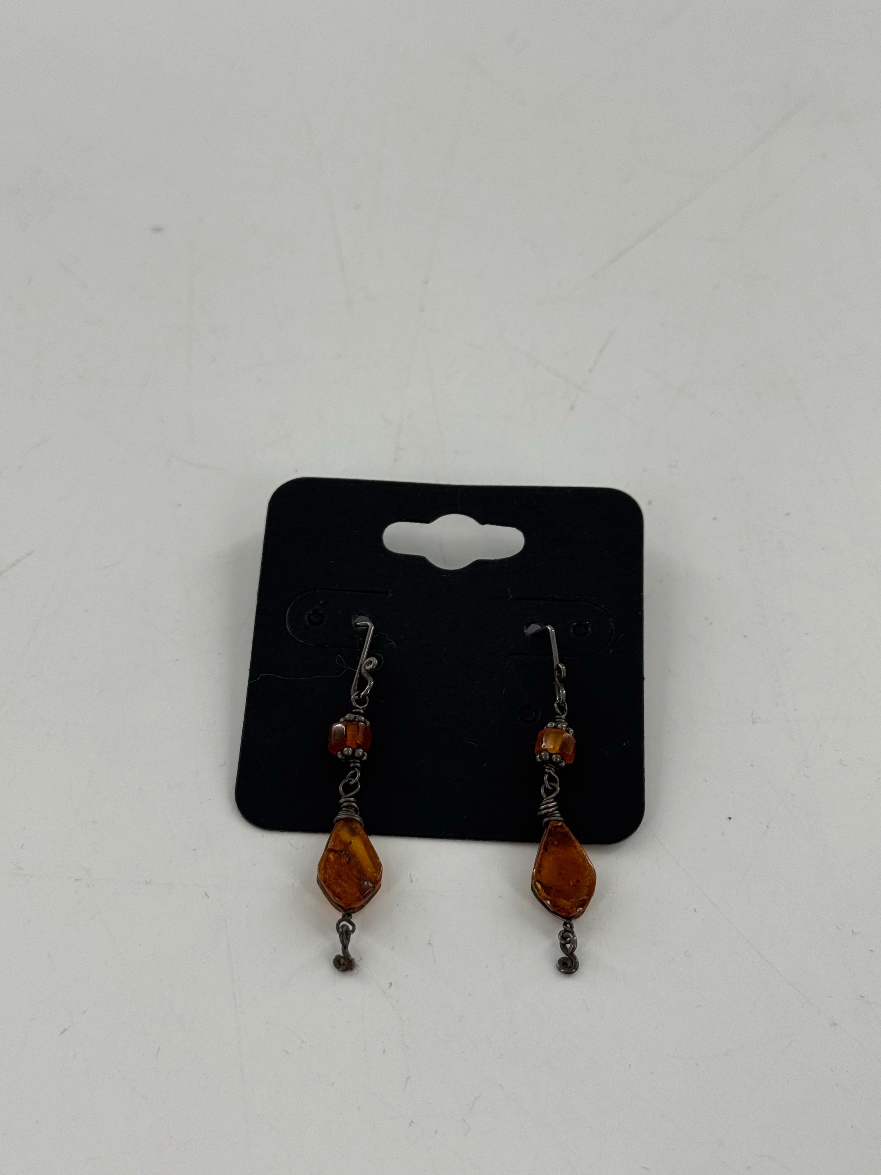 brown stone dangle earrings