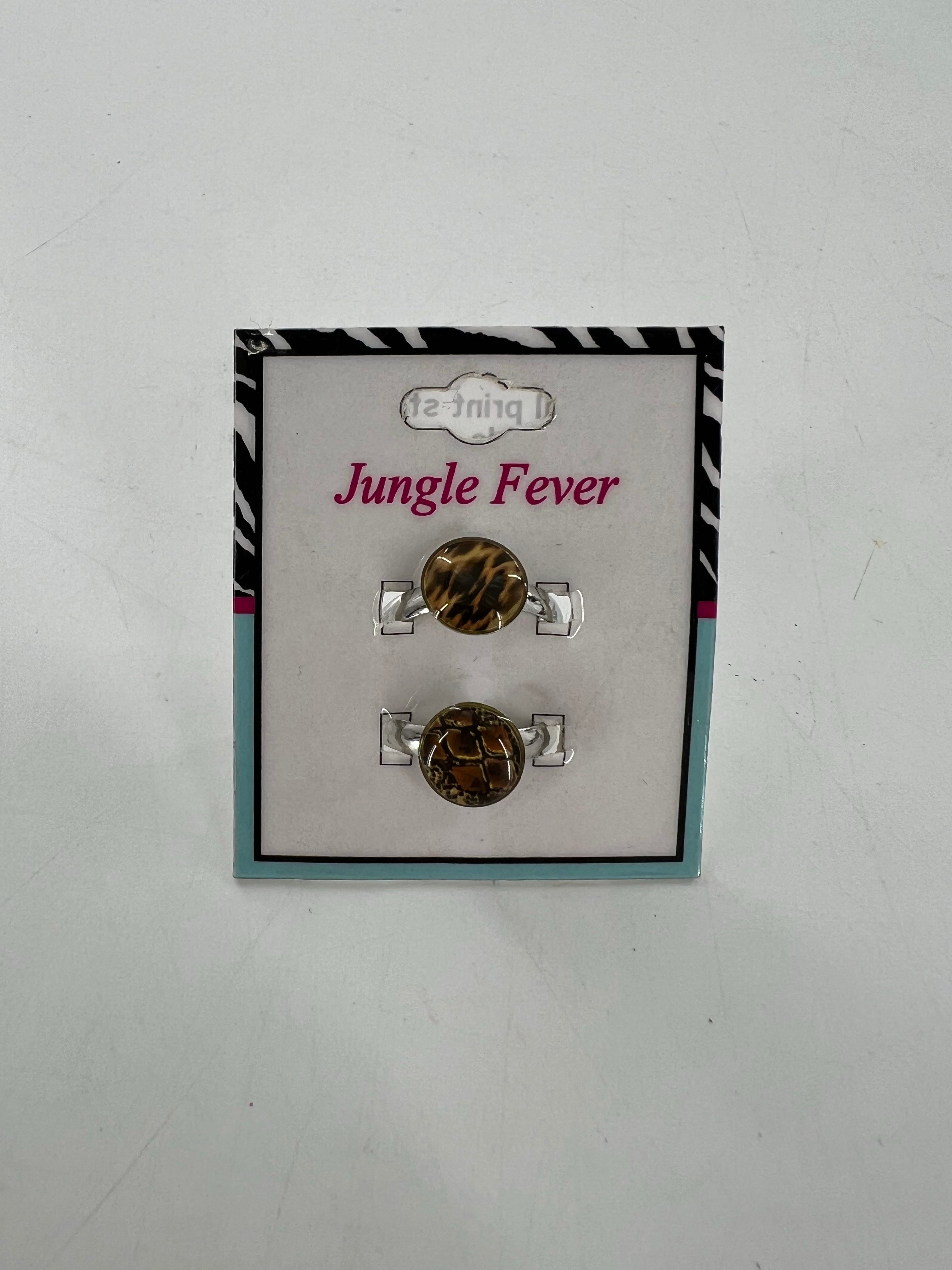 animal print stone adjustable ring set-brown