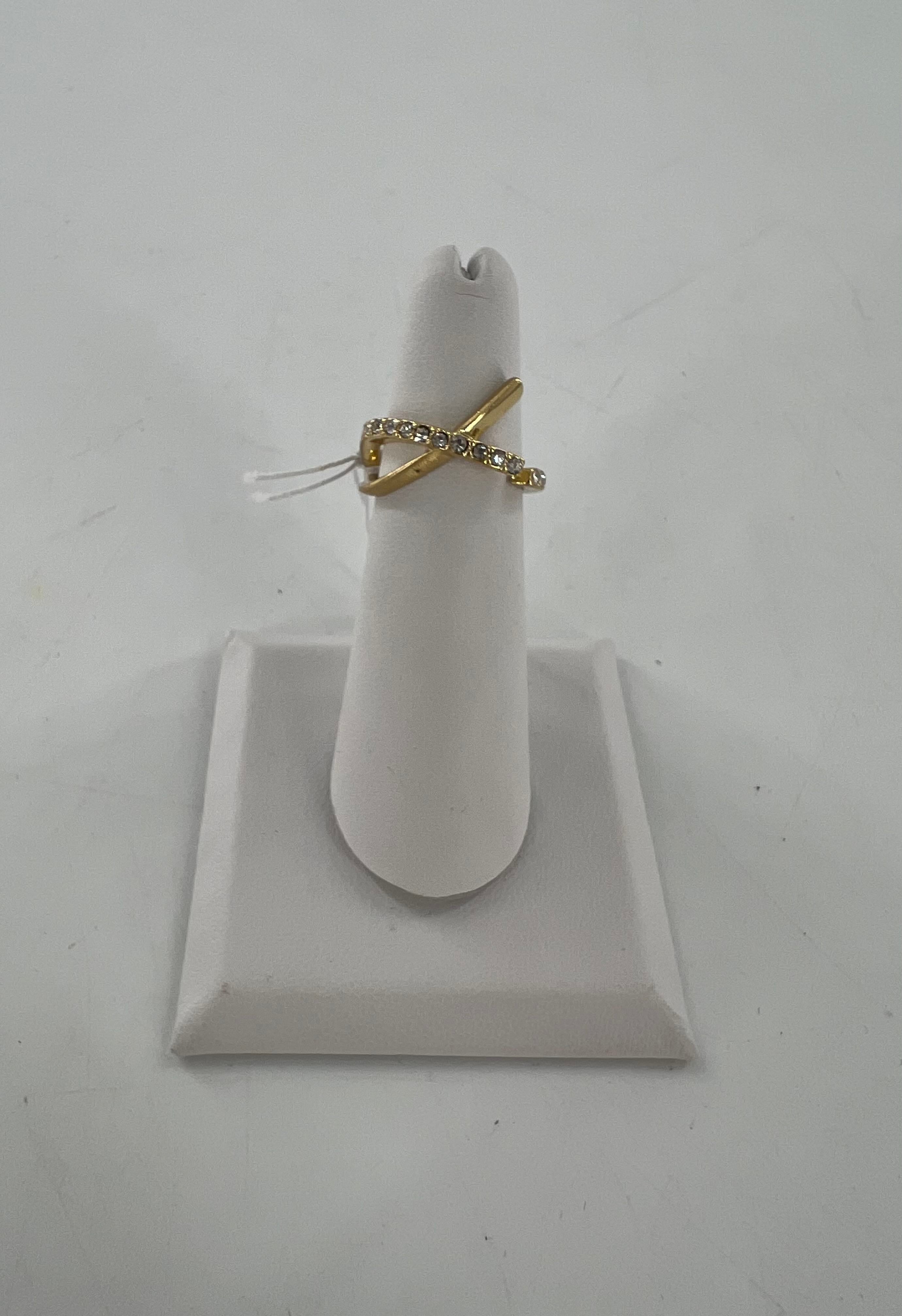 sz 7 gold rhinestone open ring