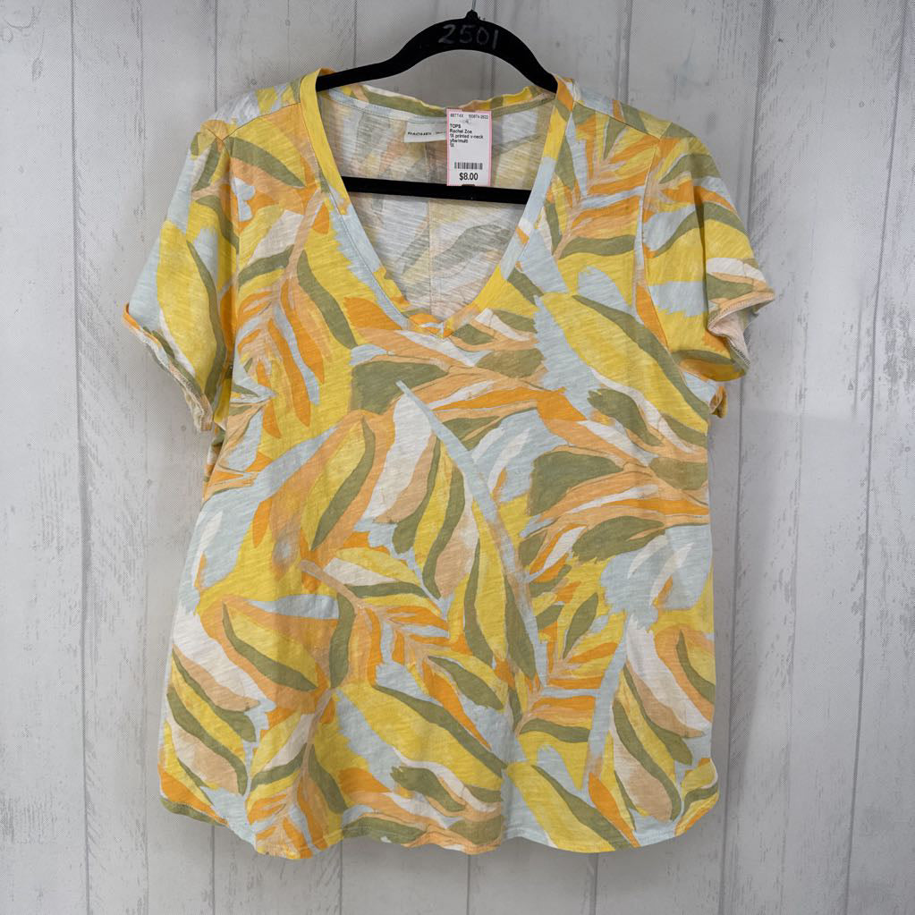 1X printed v-neck s/s tee