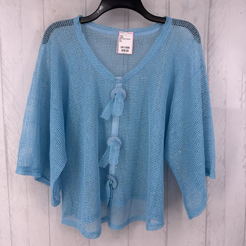 O/S mesh dolman slv top