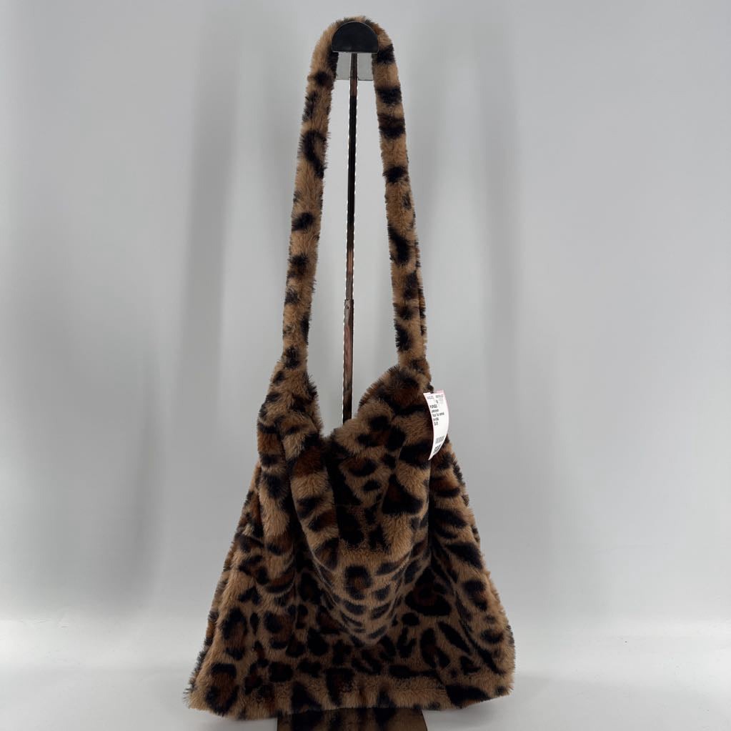 faux fur animal print tote bag