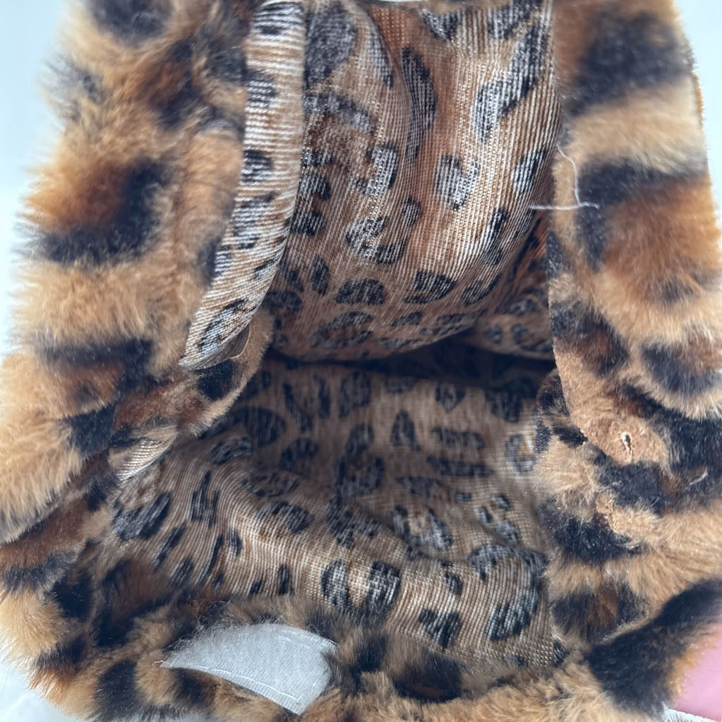 faux fur animal print tote bag
