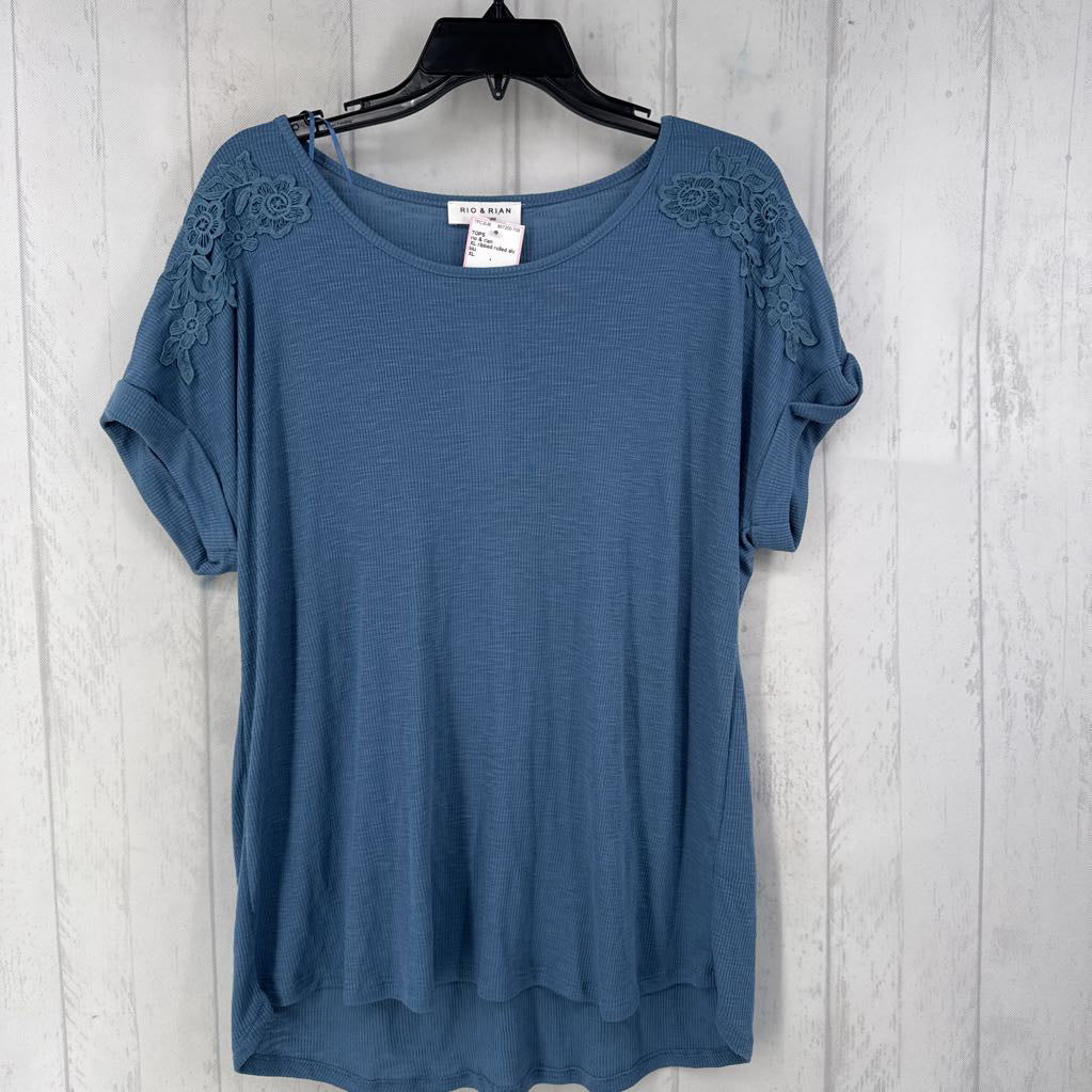 XL ribbed rolled slv top