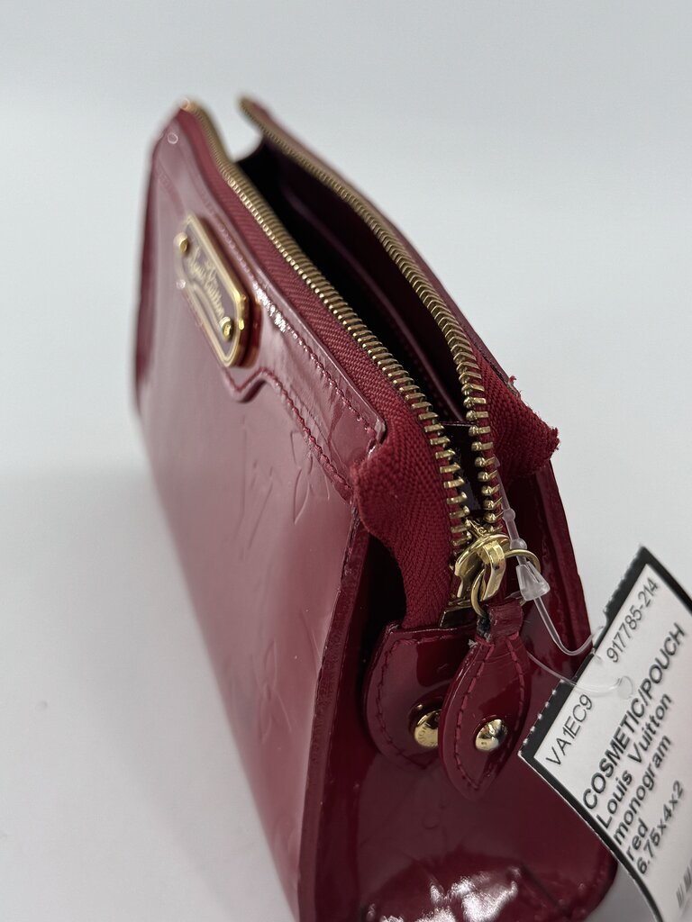 monogram embossed glossy cosmetic case