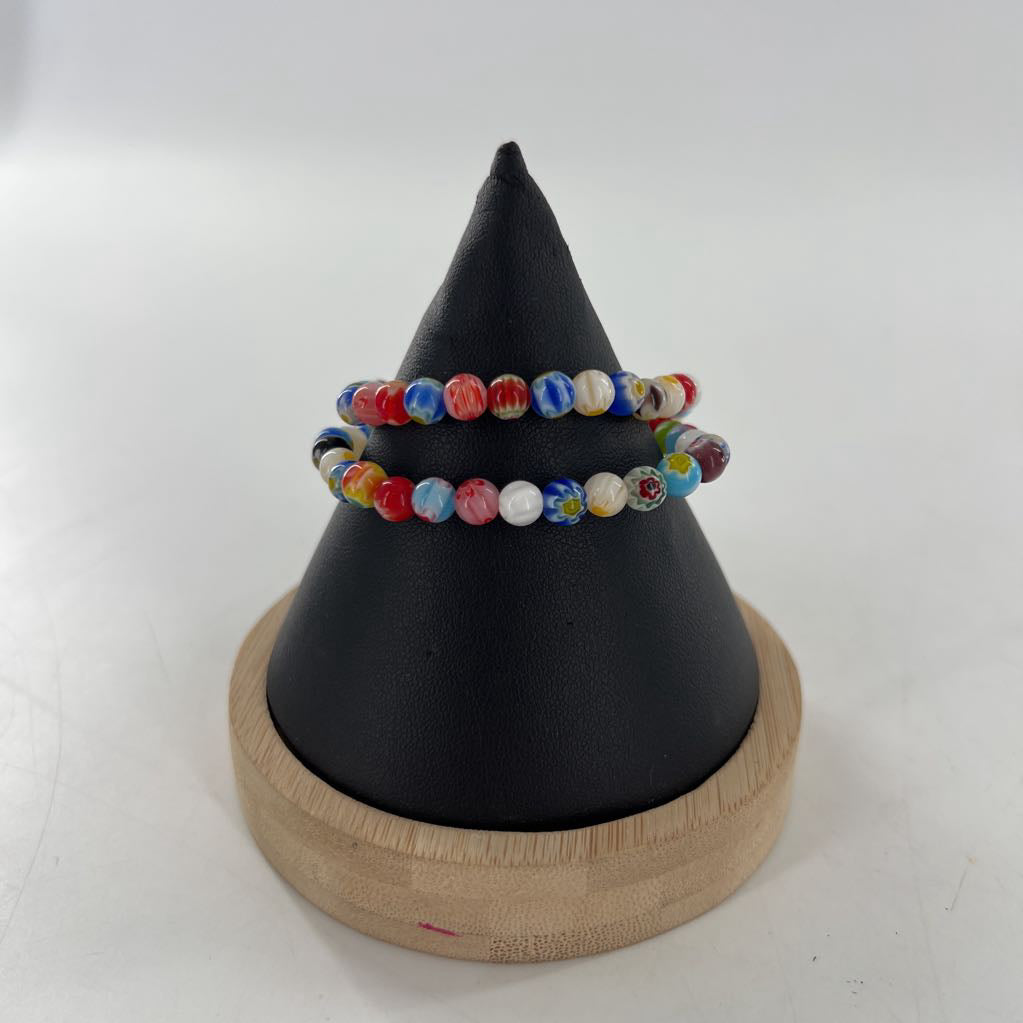 floral beaded stretch bracelet set