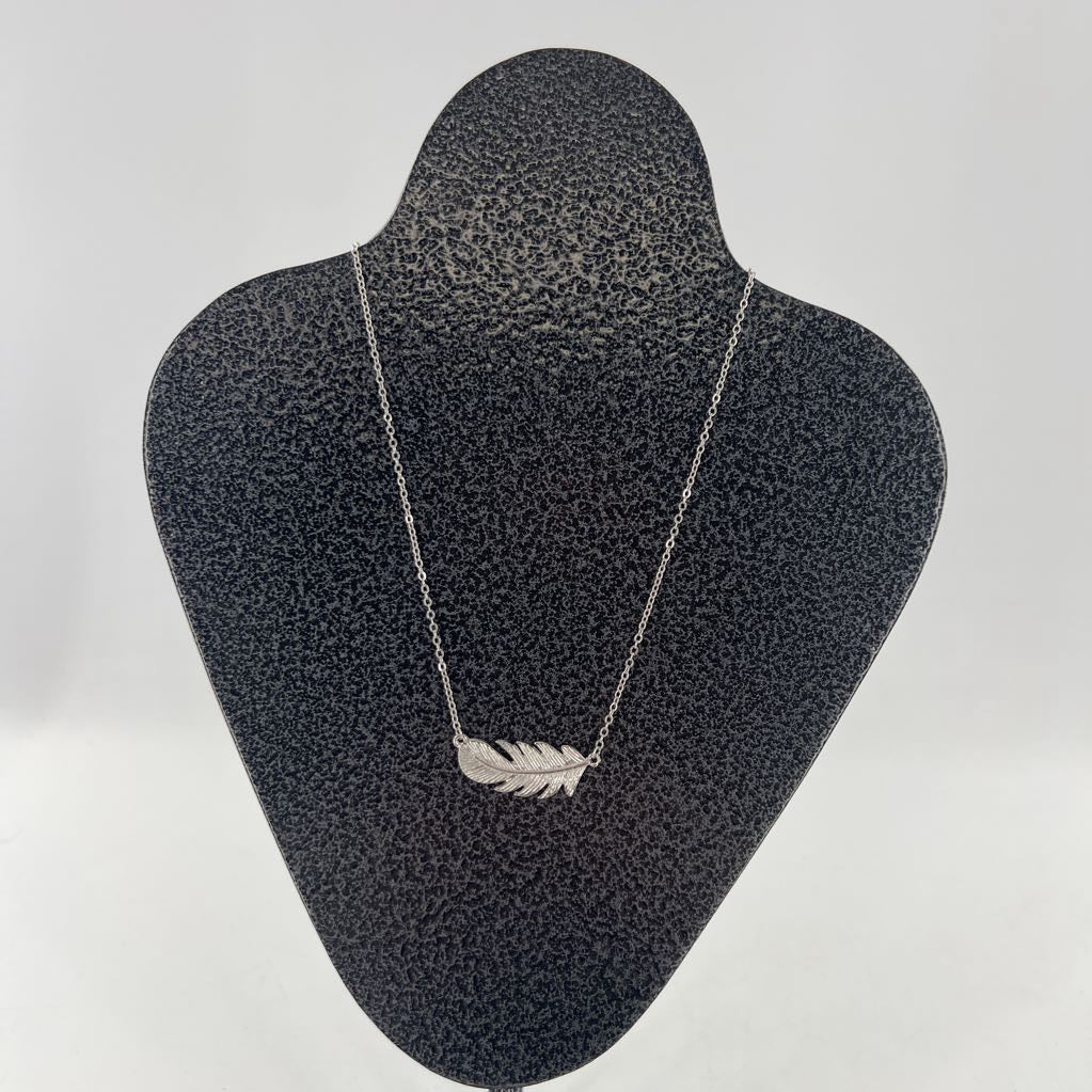 10" silver feather necklace