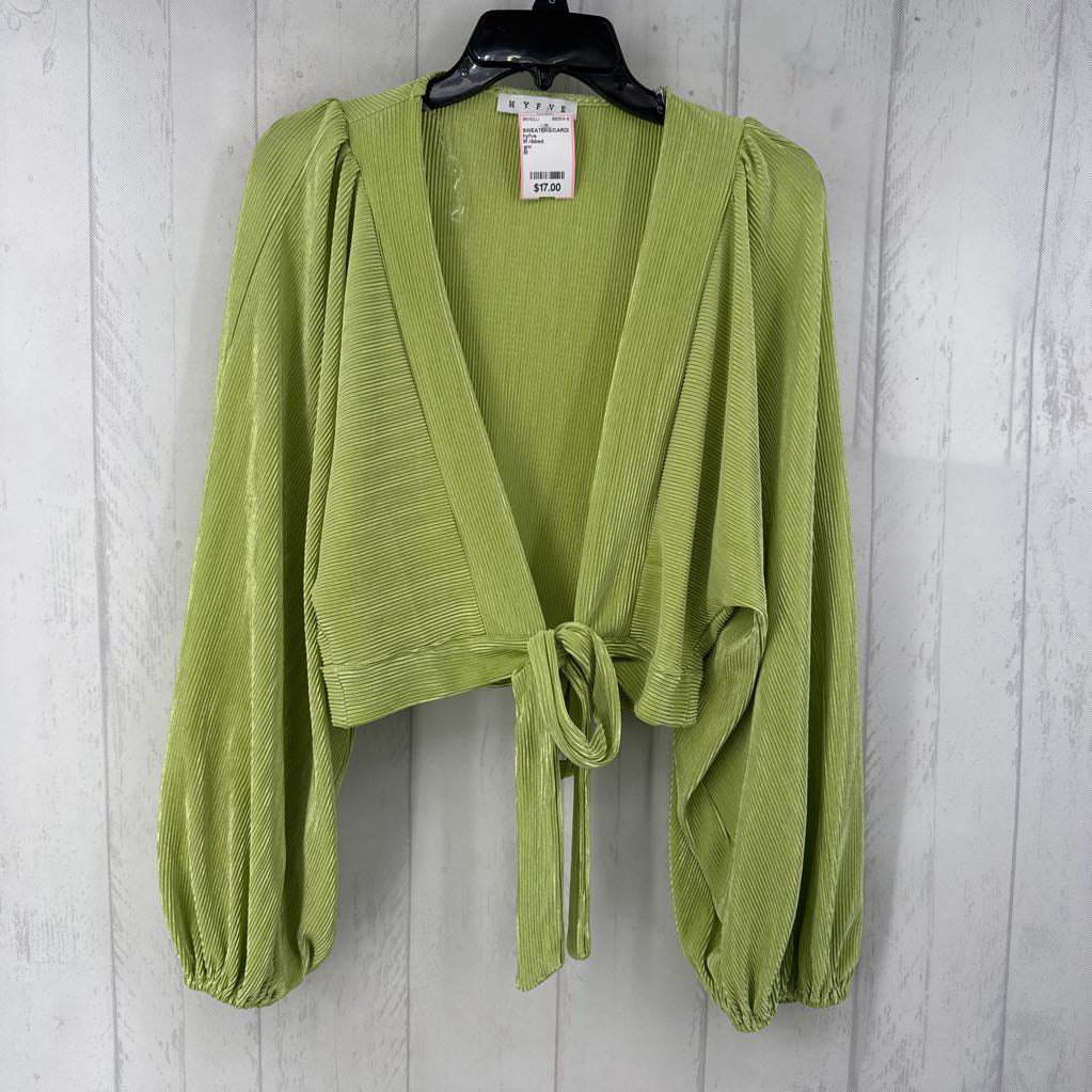 M ribbed lightweight tie front cardi