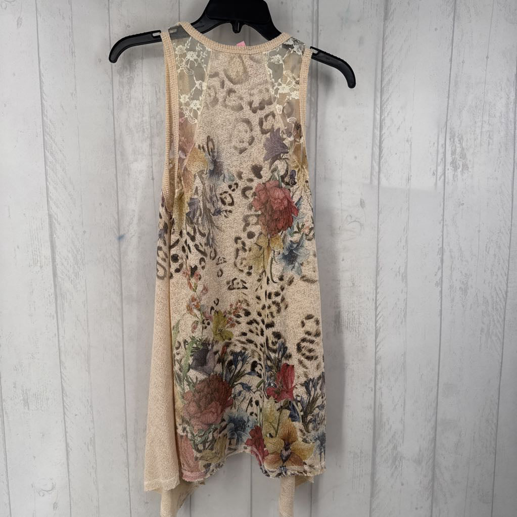 L flo print v-neck knit tank