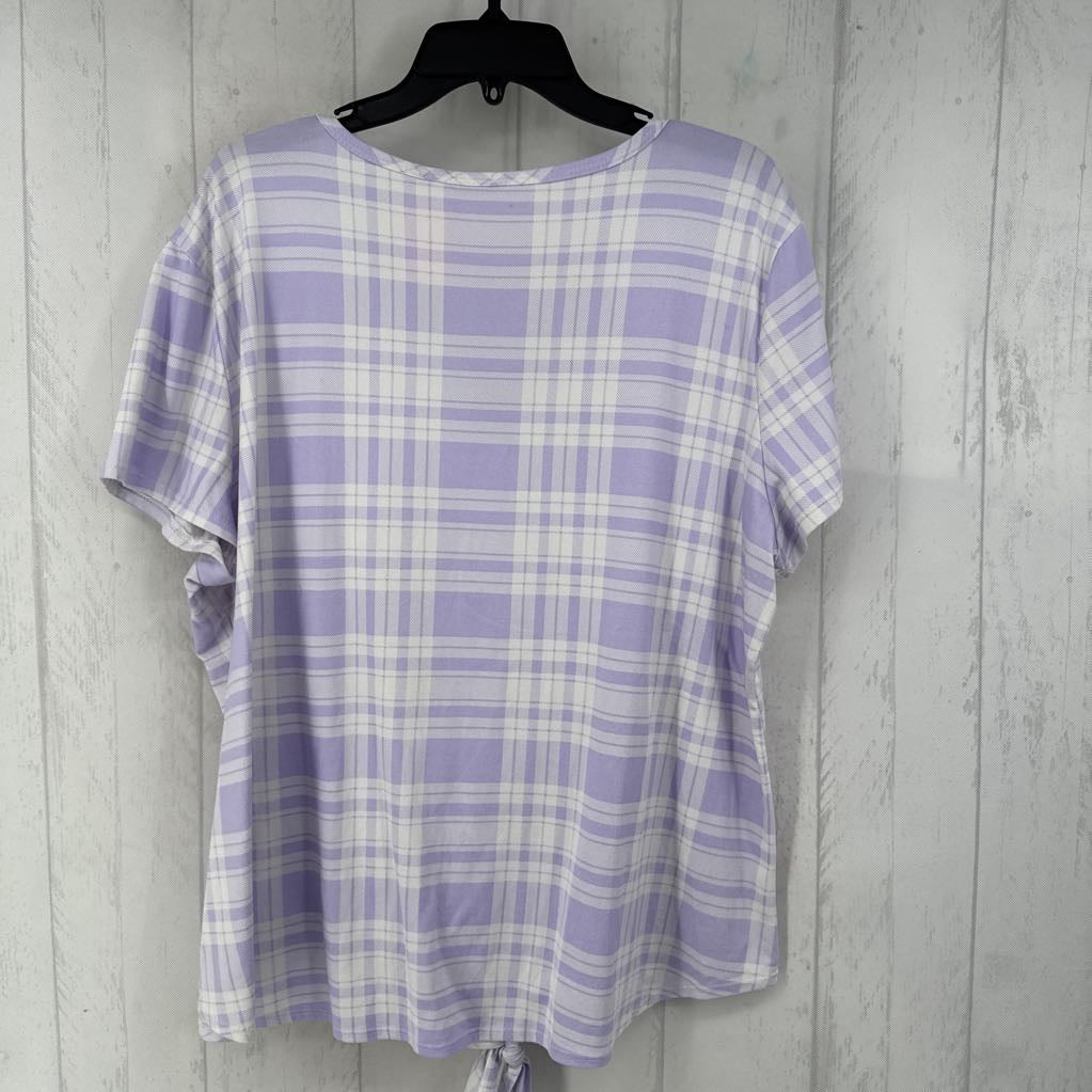 XL plaid button front s/s top