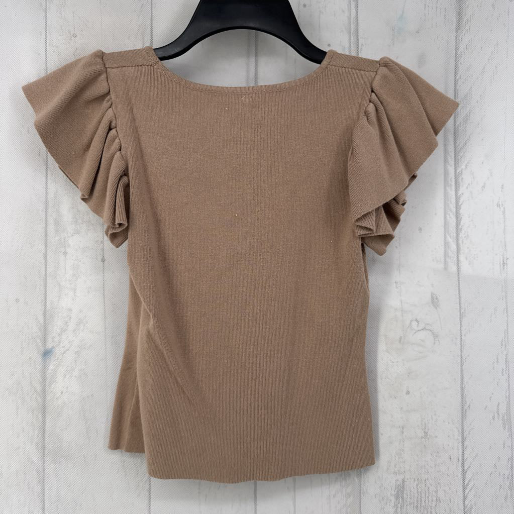 L flutter slv square neck knit top