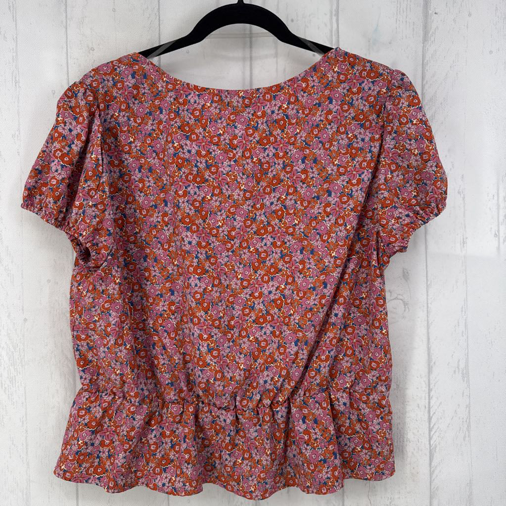 L flo print s/s peplum top