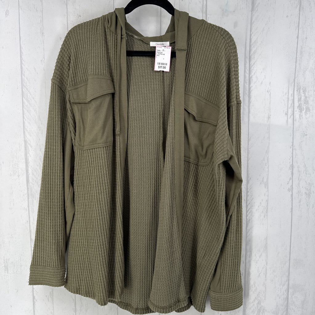 L waffle knit shacket