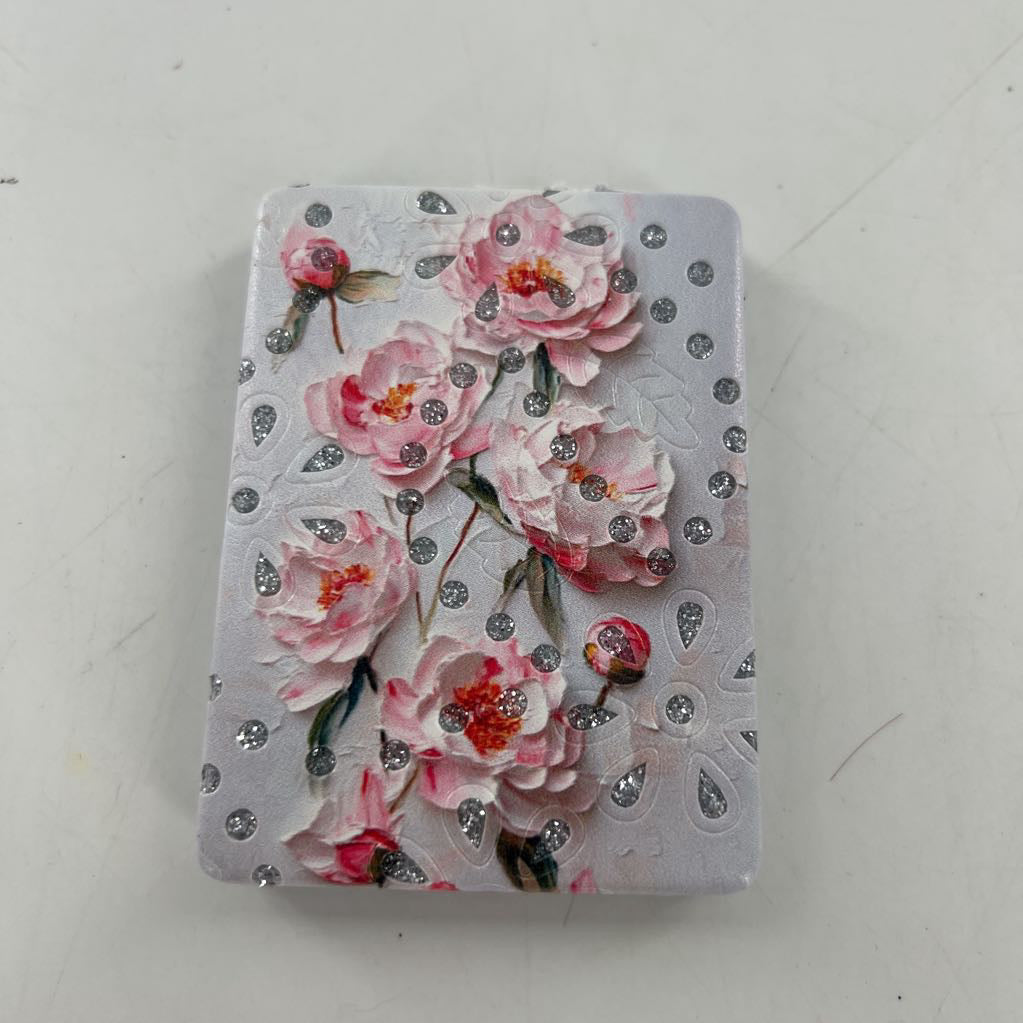 compact mirror-white w/ pink flowers
