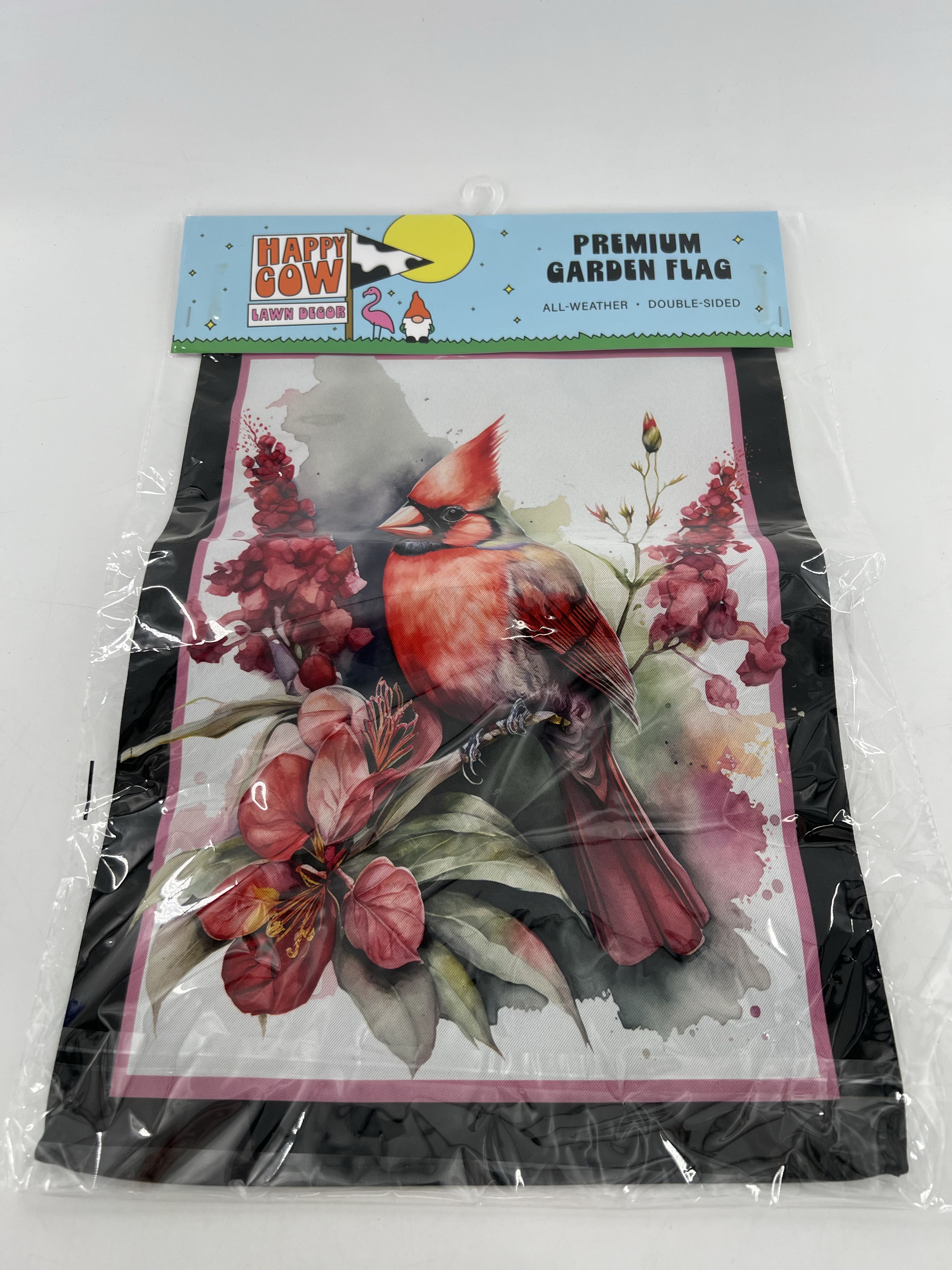 happy cow garden flag-cardinal