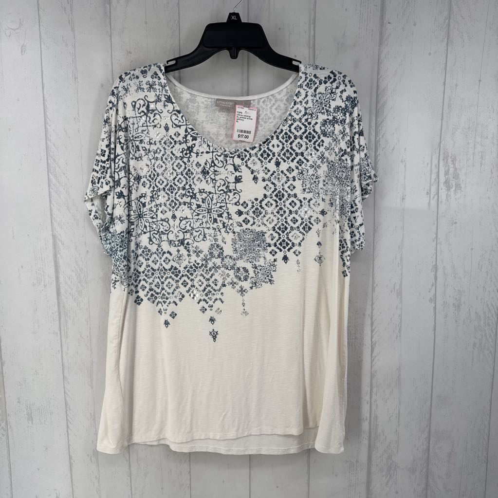 XL printed scoop neck s/s tee