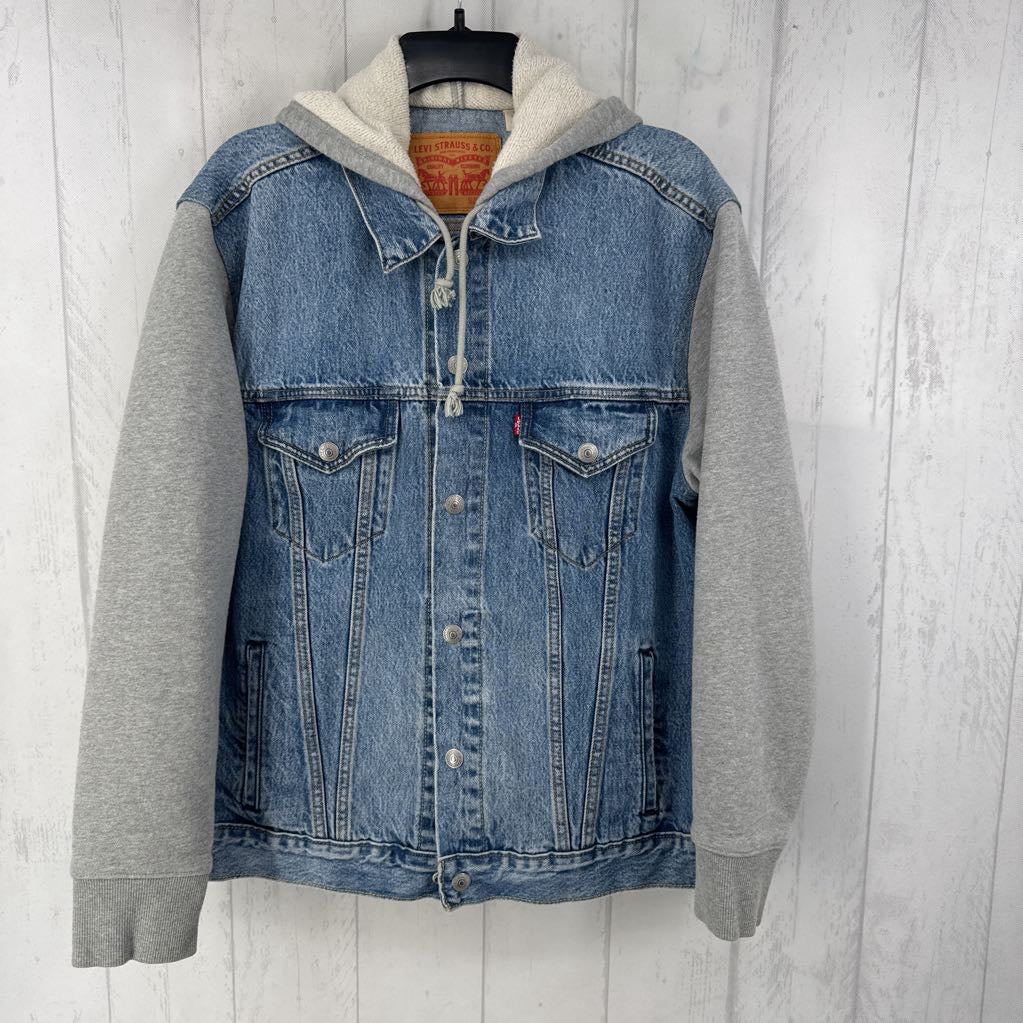 L jean jacket w/ hoodie