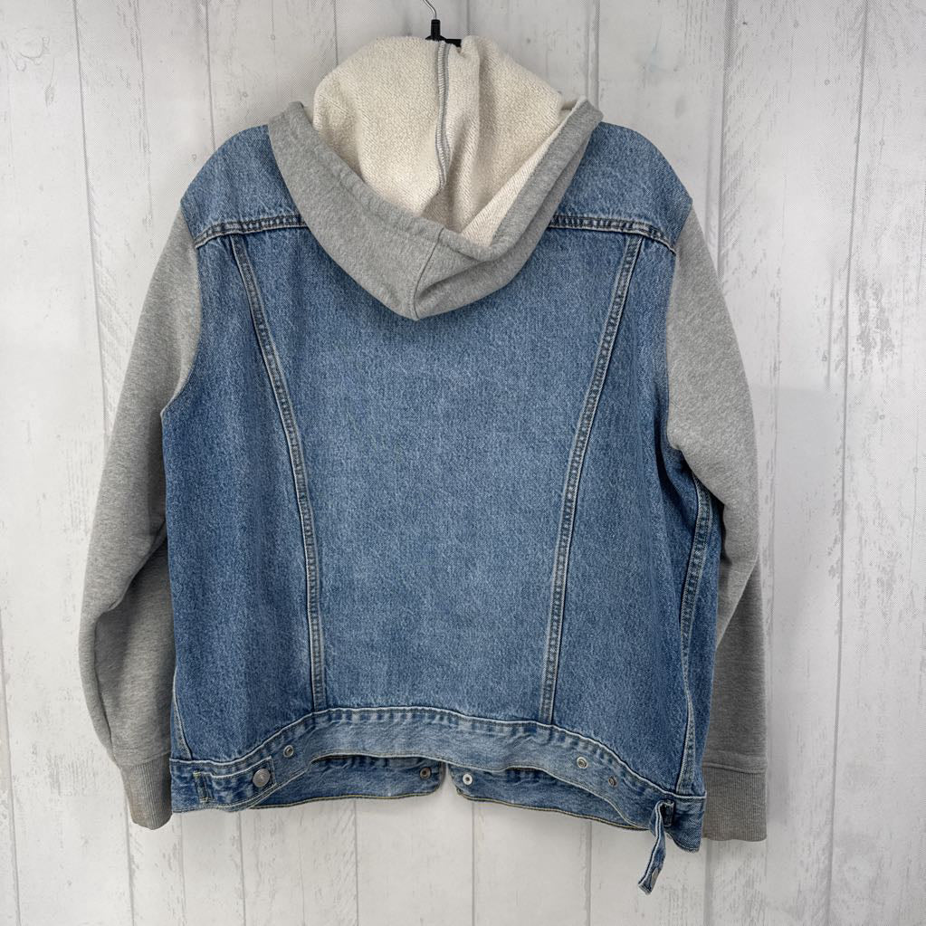 L jean jacket w/ hoodie