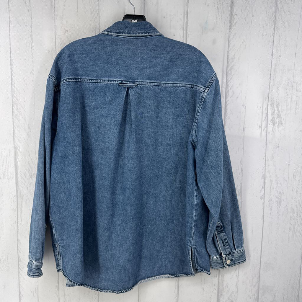 L denim button down l/s top