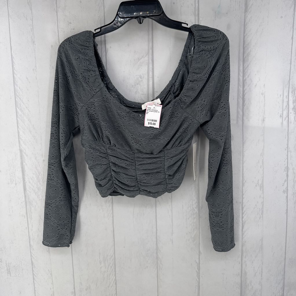 M ruched eyelet l/s crop top