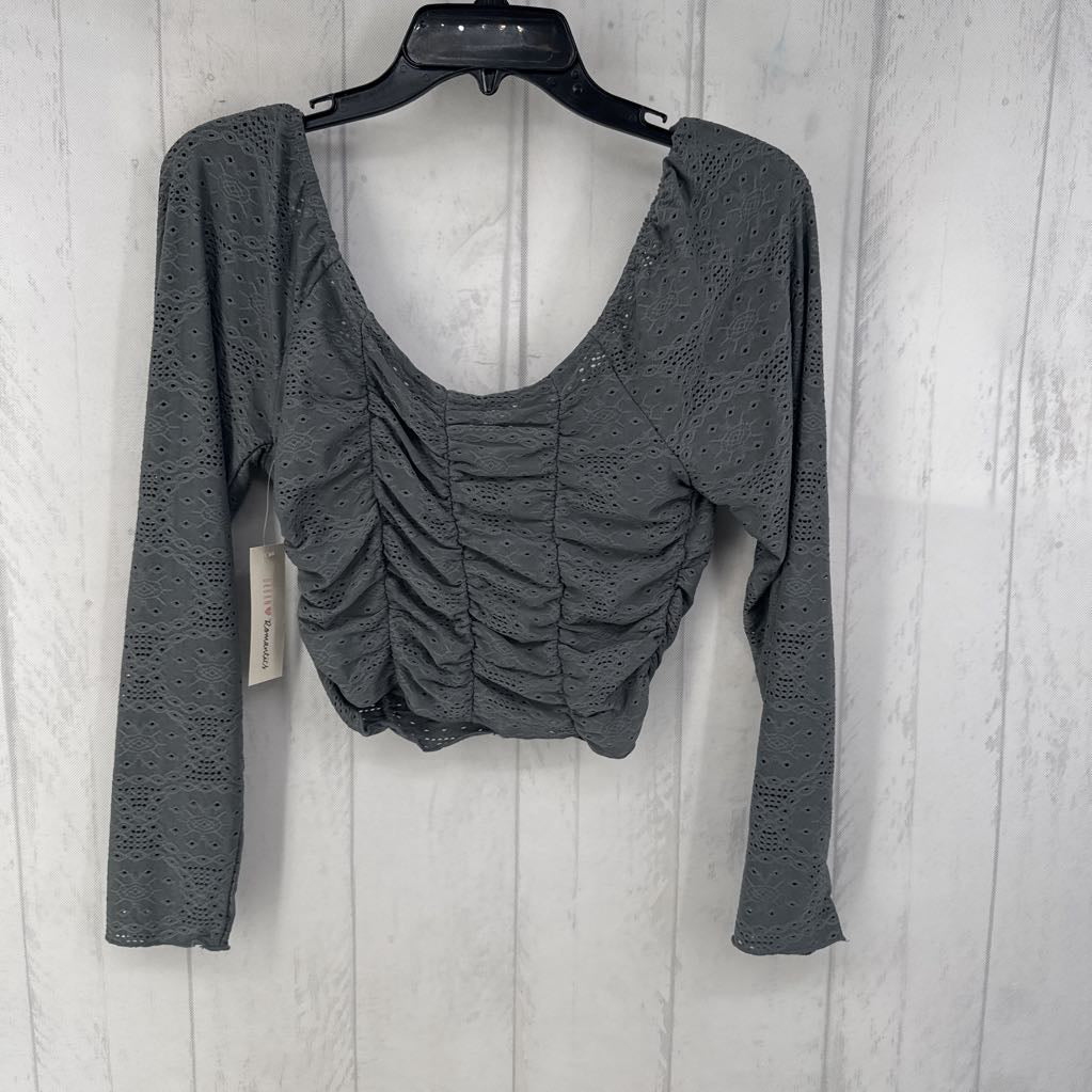 M ruched eyelet l/s crop top