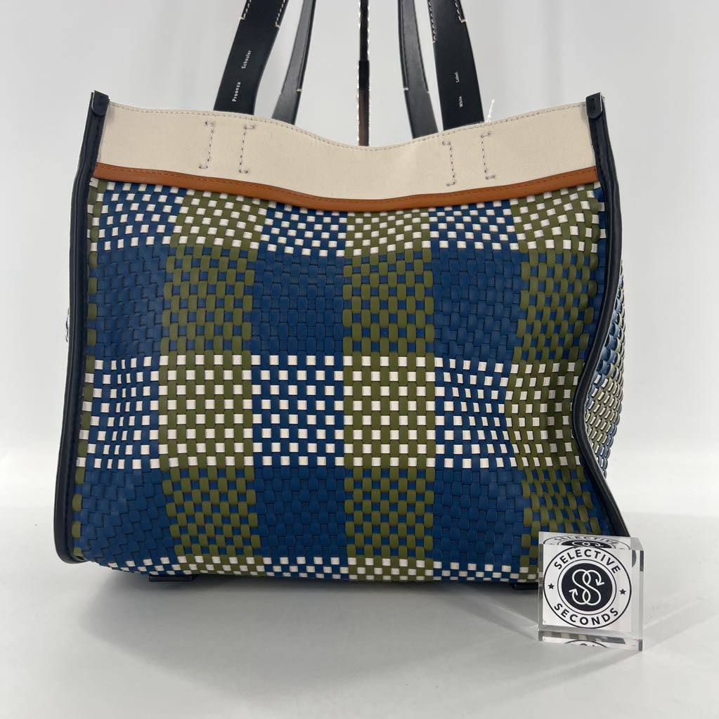 2pc woven plaid open tote