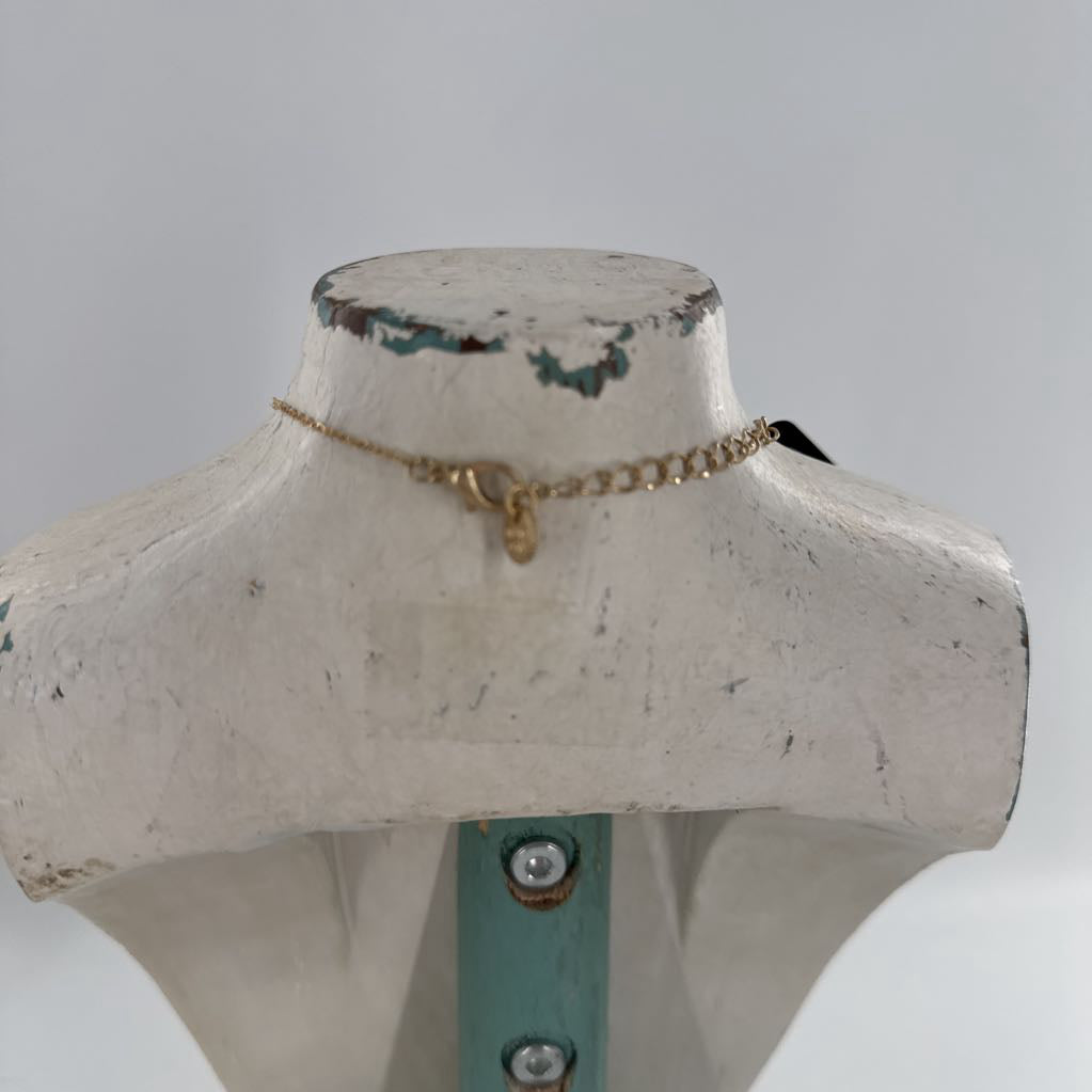 10" gold tone feather pendant necklace