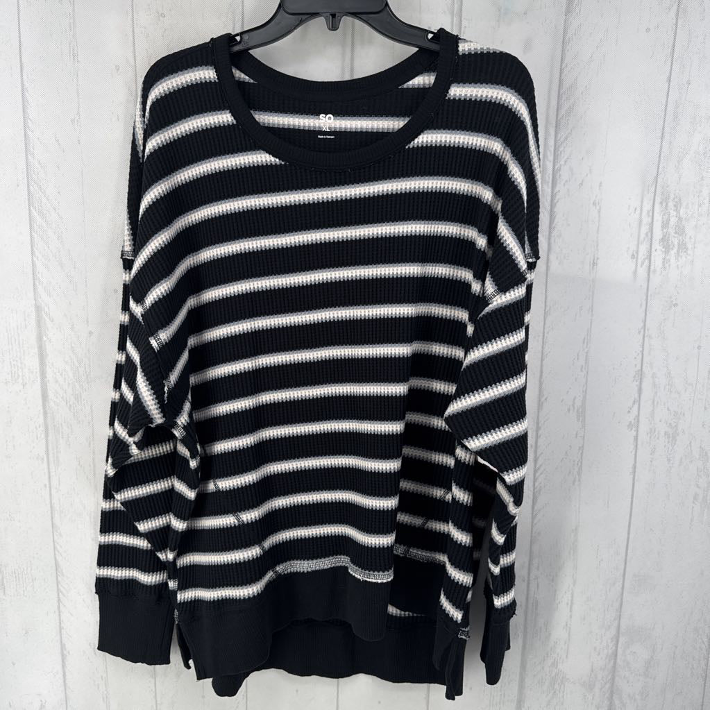 XL striped waffle knit l/s top