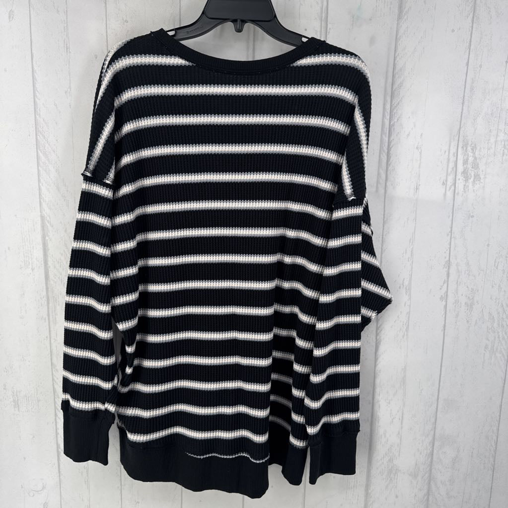 XL striped waffle knit l/s top
