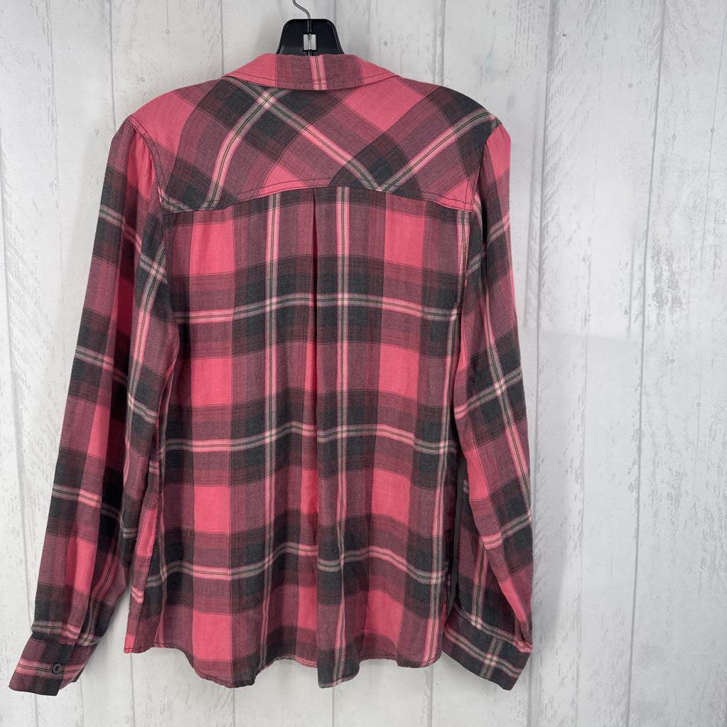M plaid button down l/s top