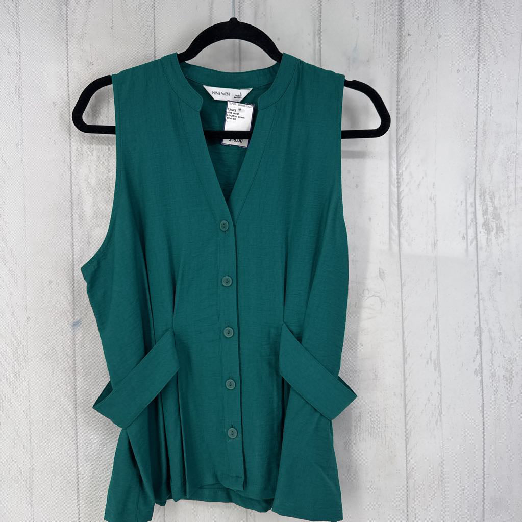 L button down peplum tank