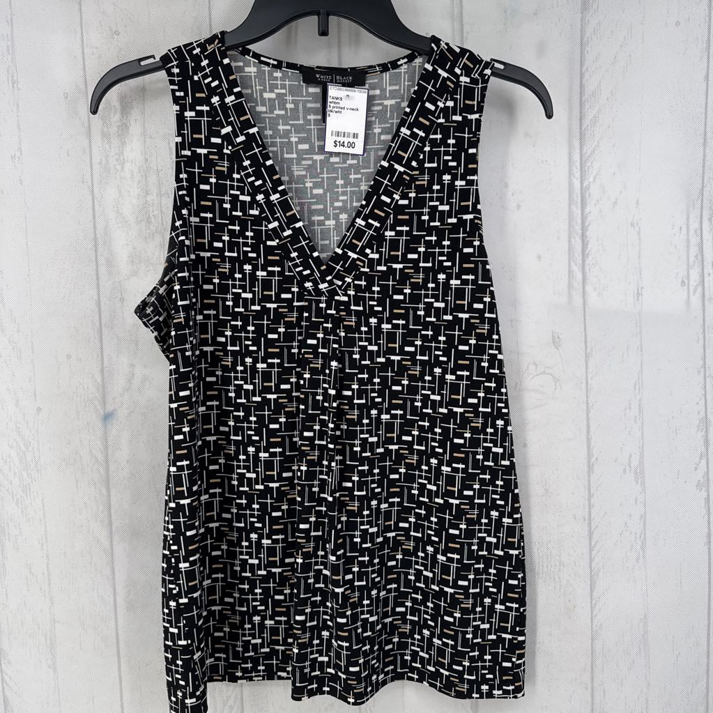 S printed v-neck tank