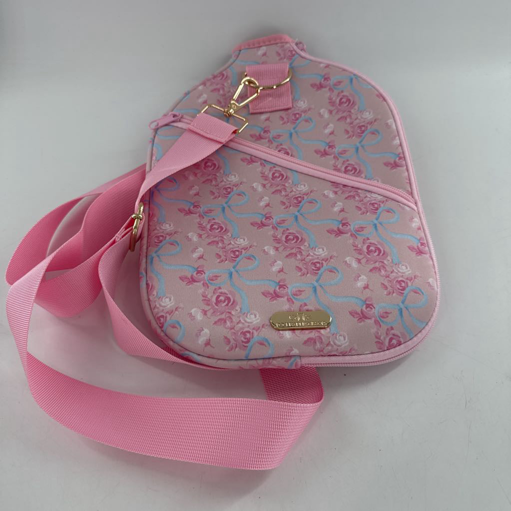 watercolor floral bow pickleball paddle bag