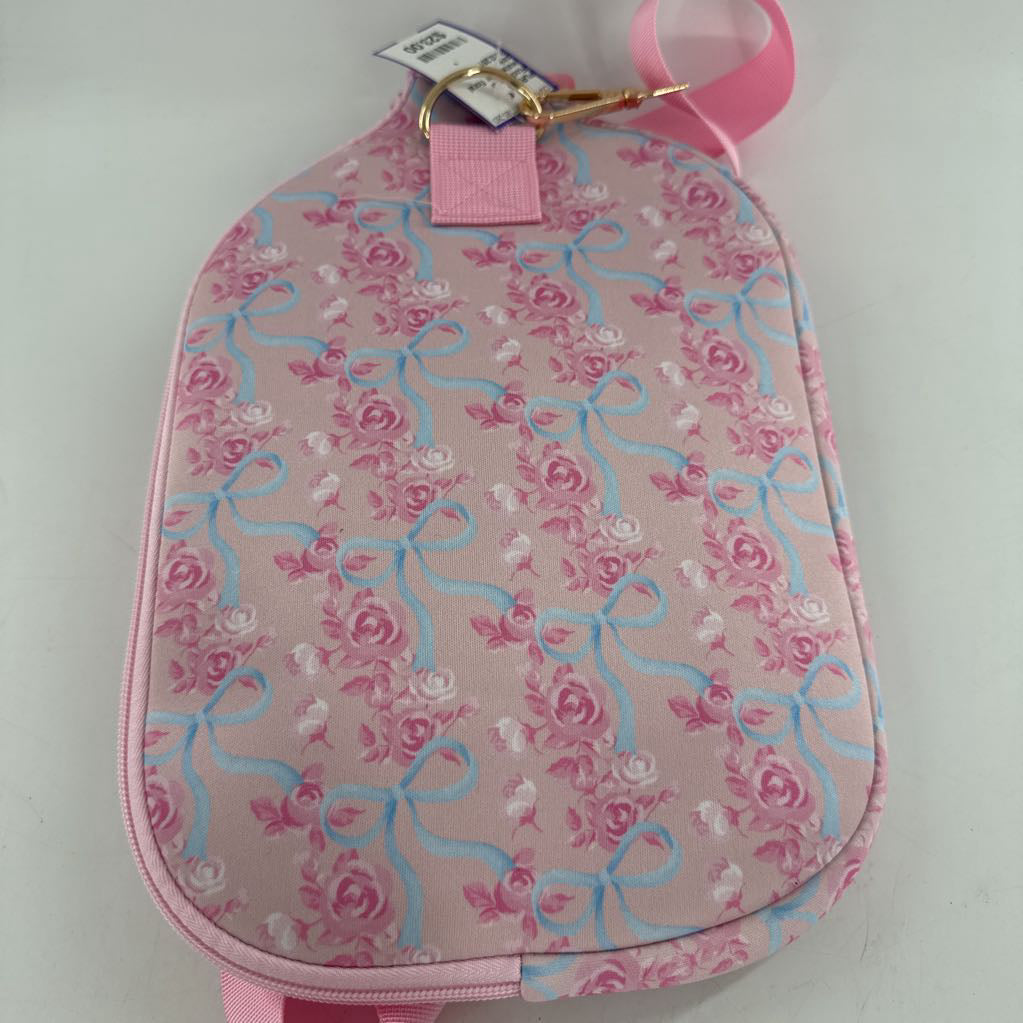 watercolor floral bow pickleball paddle bag