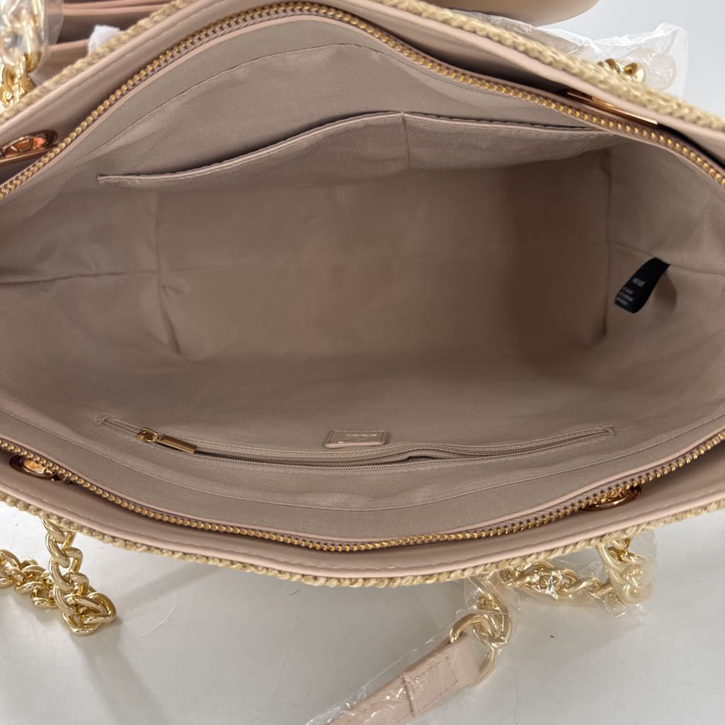 daisy bow straw vegan dual tote bag