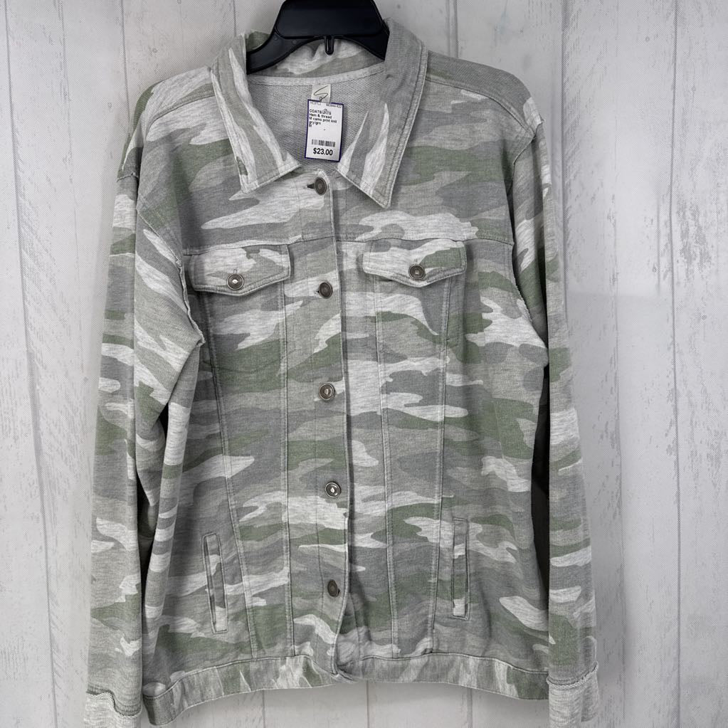 M camo print knit jacket
