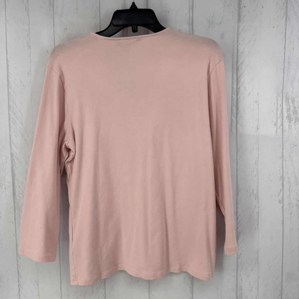 XL v-neck button front l/s top