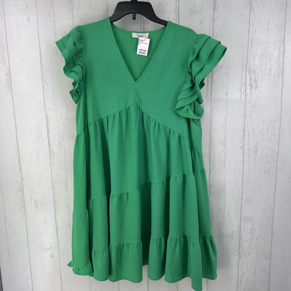 XL v-neck ruffled slv tiered dress