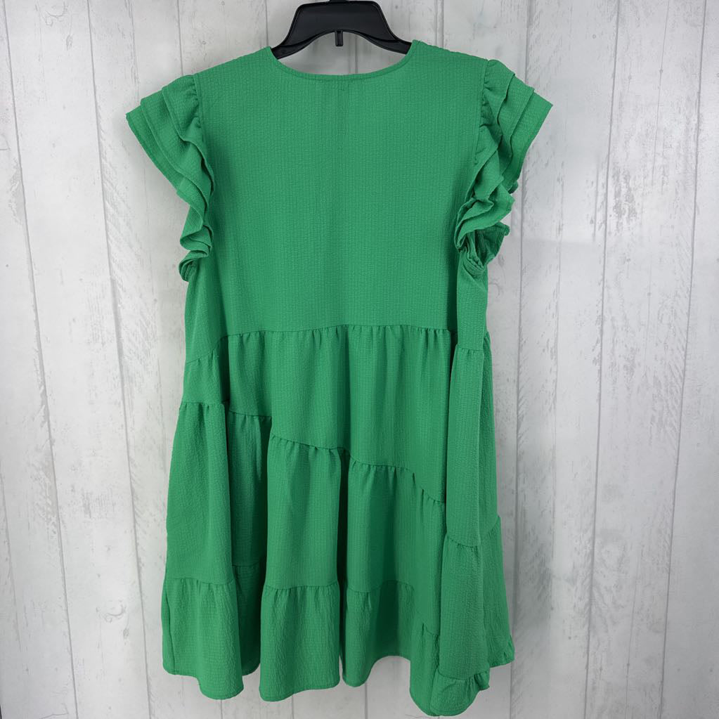 XL v-neck ruffled slv tiered dress