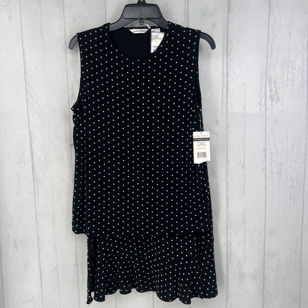 2pc M slvls polka dot skirt set