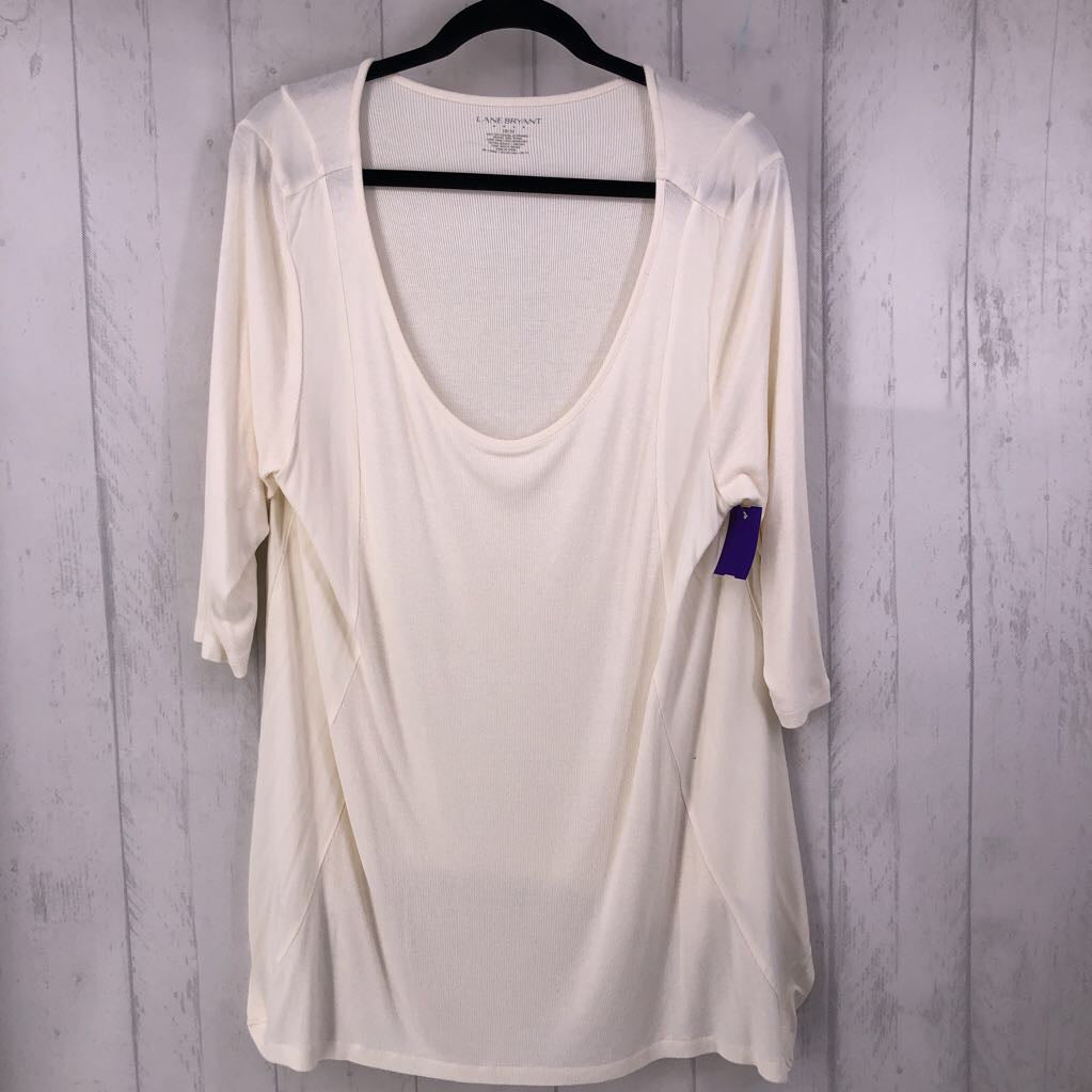18/20 ribbed scoop neck elbow slv top
