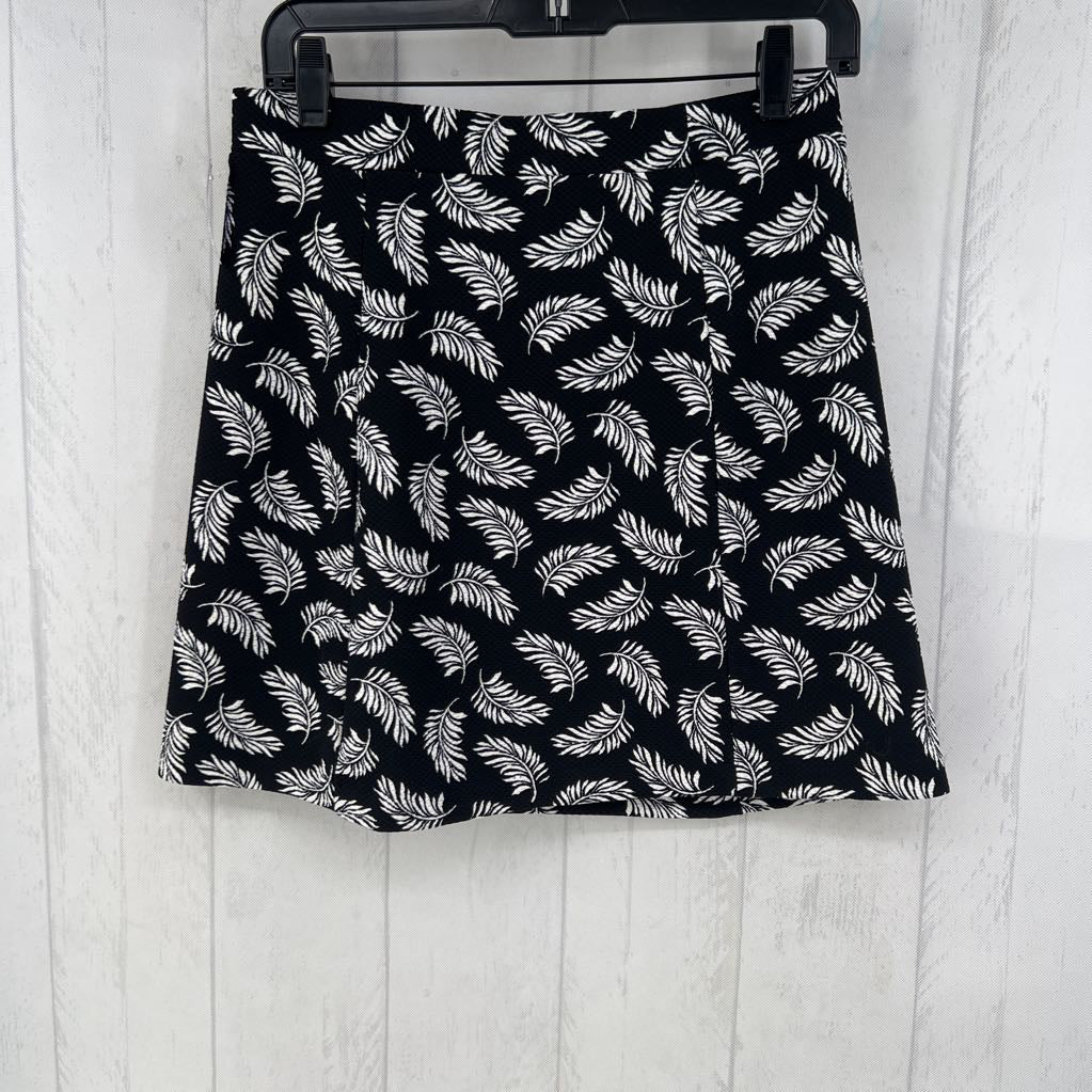 S leaf print pull-on skirt