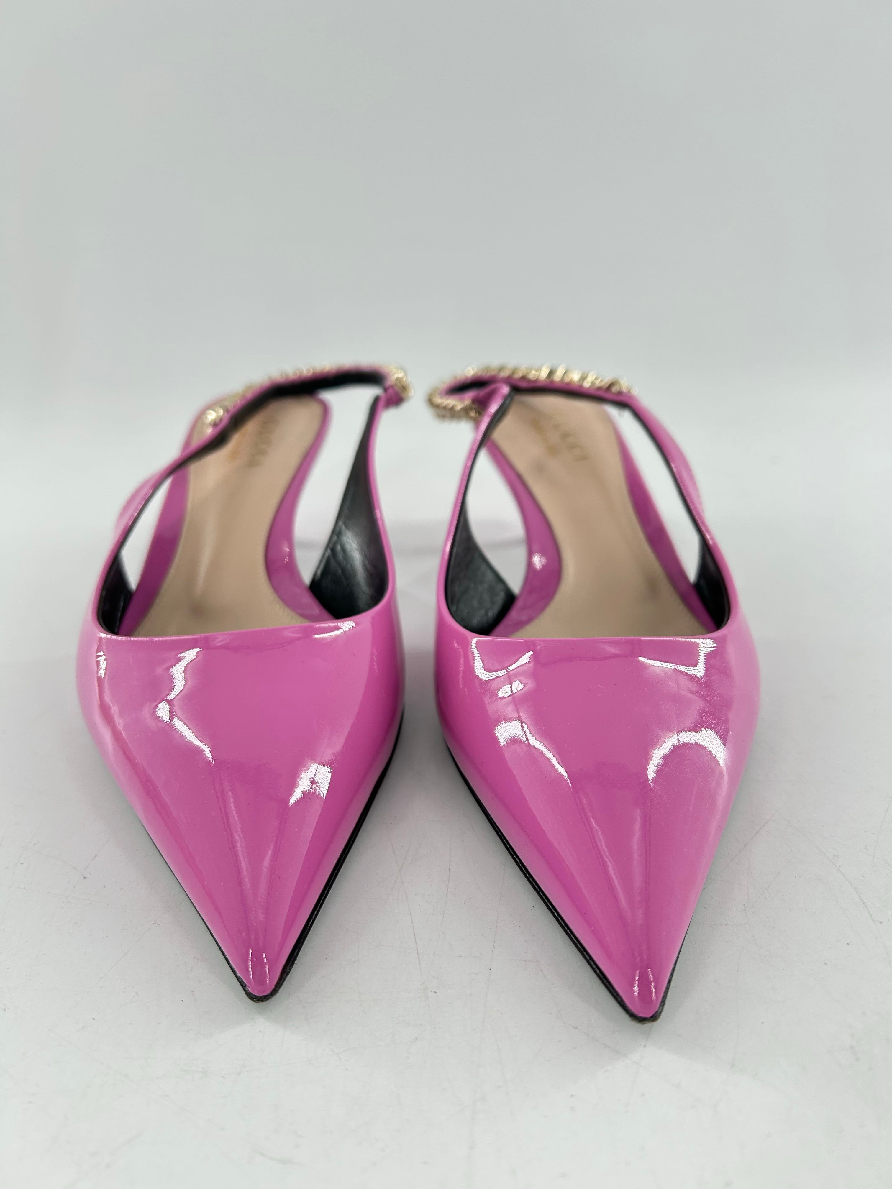 Gucci Patent Signoria 35mm Slingback Pumps 37(7) Libre Pink