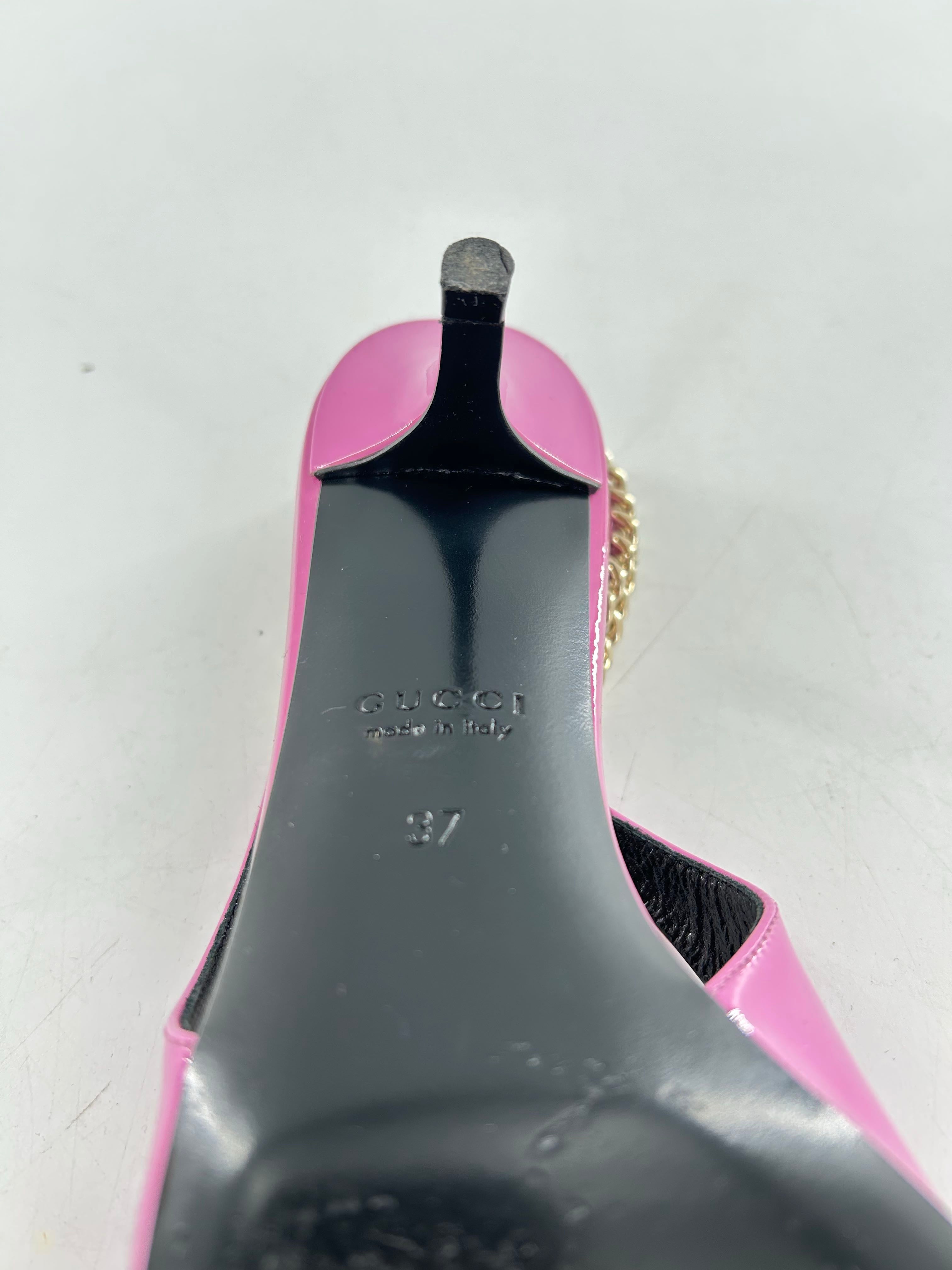 Gucci Patent Signoria 35mm Slingback Pumps 37(7) Libre Pink