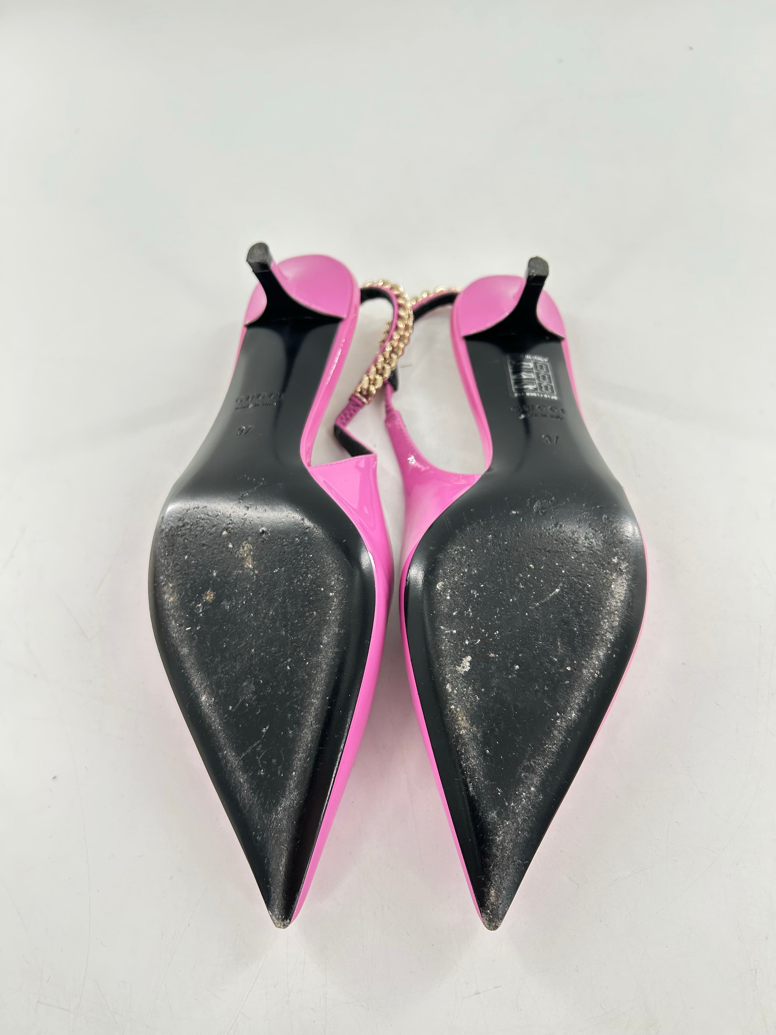 Gucci Patent Signoria 35mm Slingback Pumps 37(7) Libre Pink