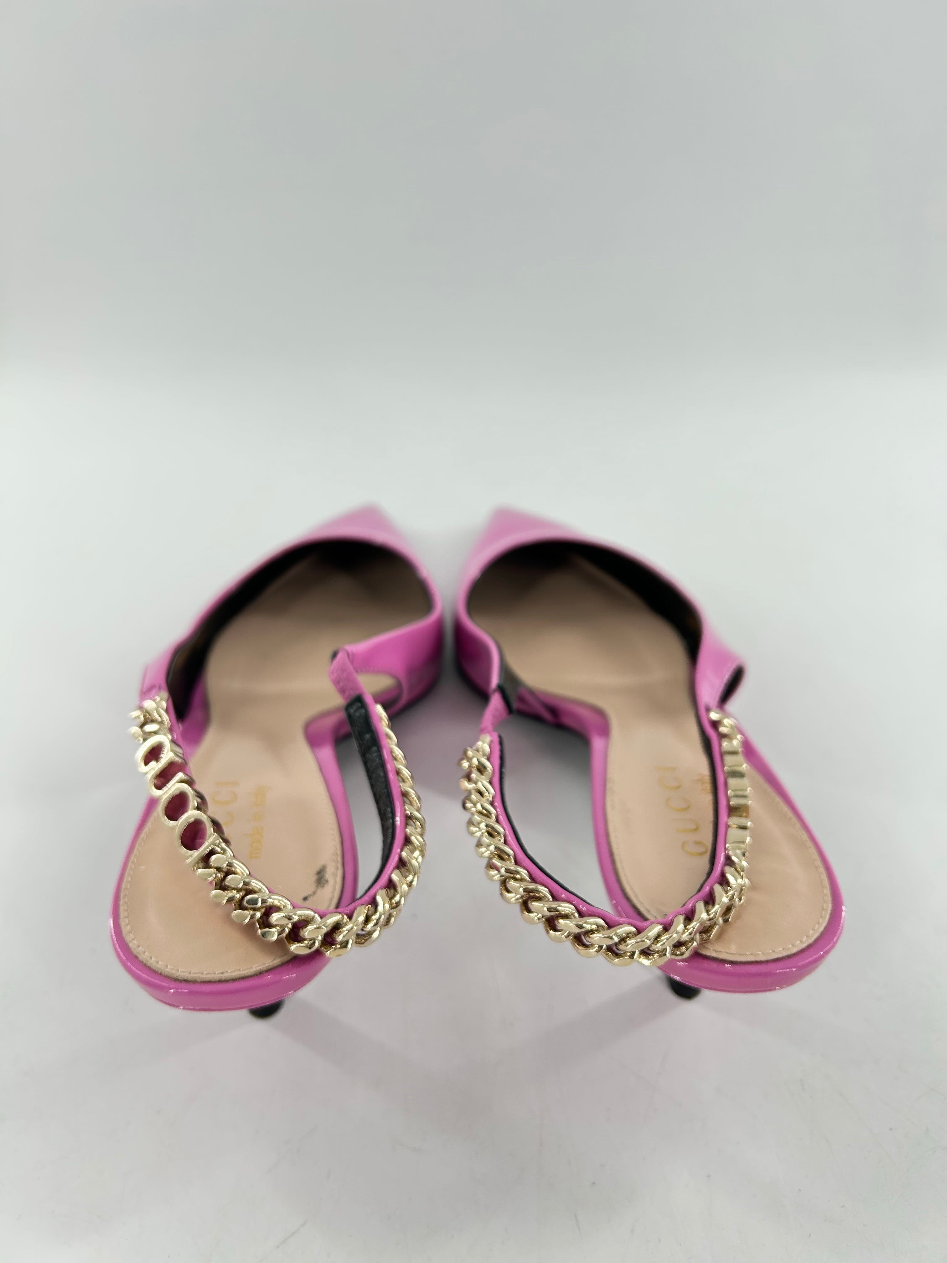 Gucci Patent Signoria 35mm Slingback Pumps 37(7) Libre Pink