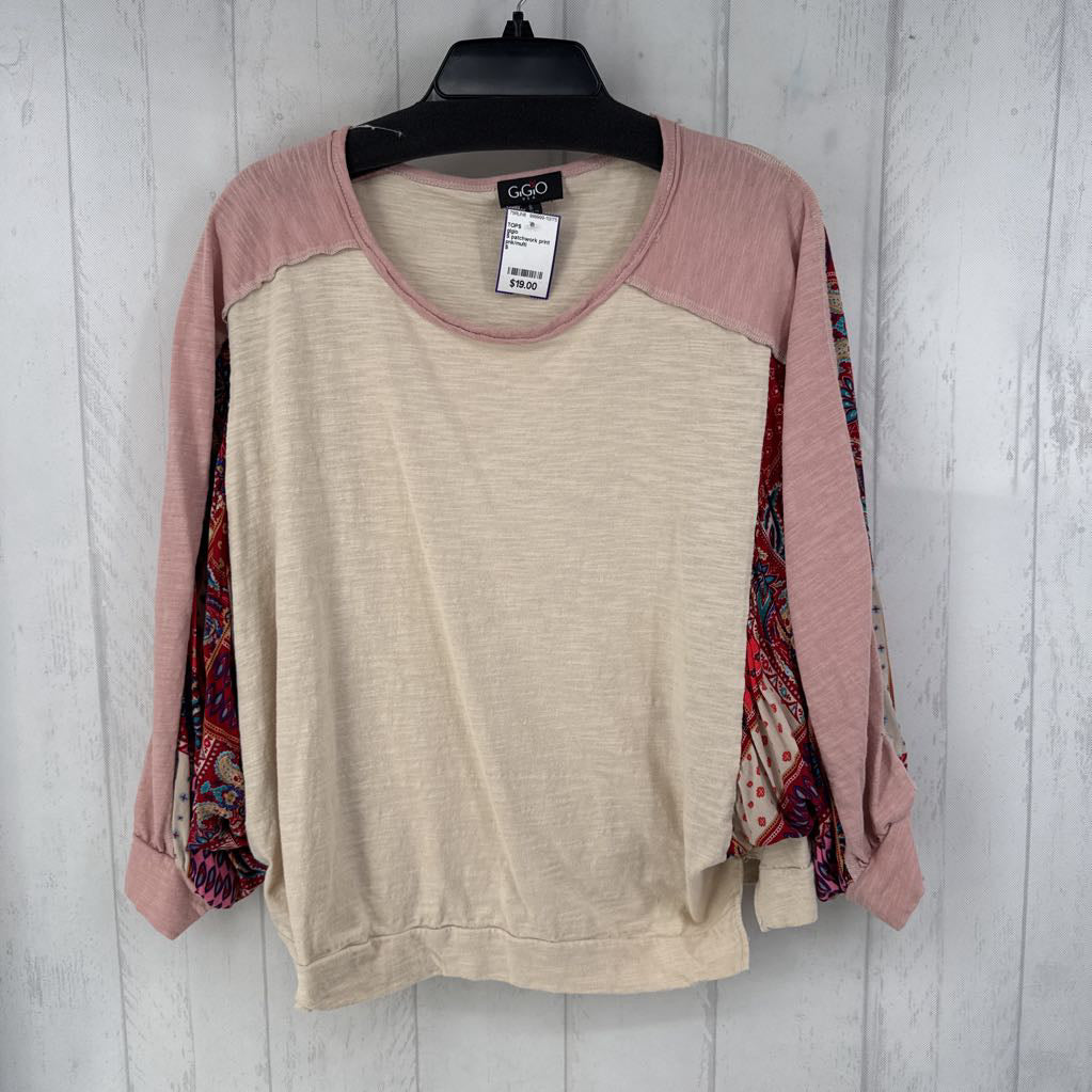 S patchwork print slv top