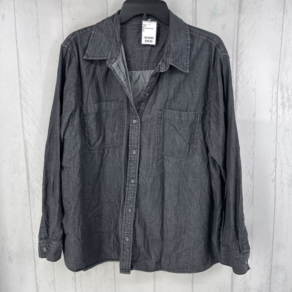 XL denim button down l/s top