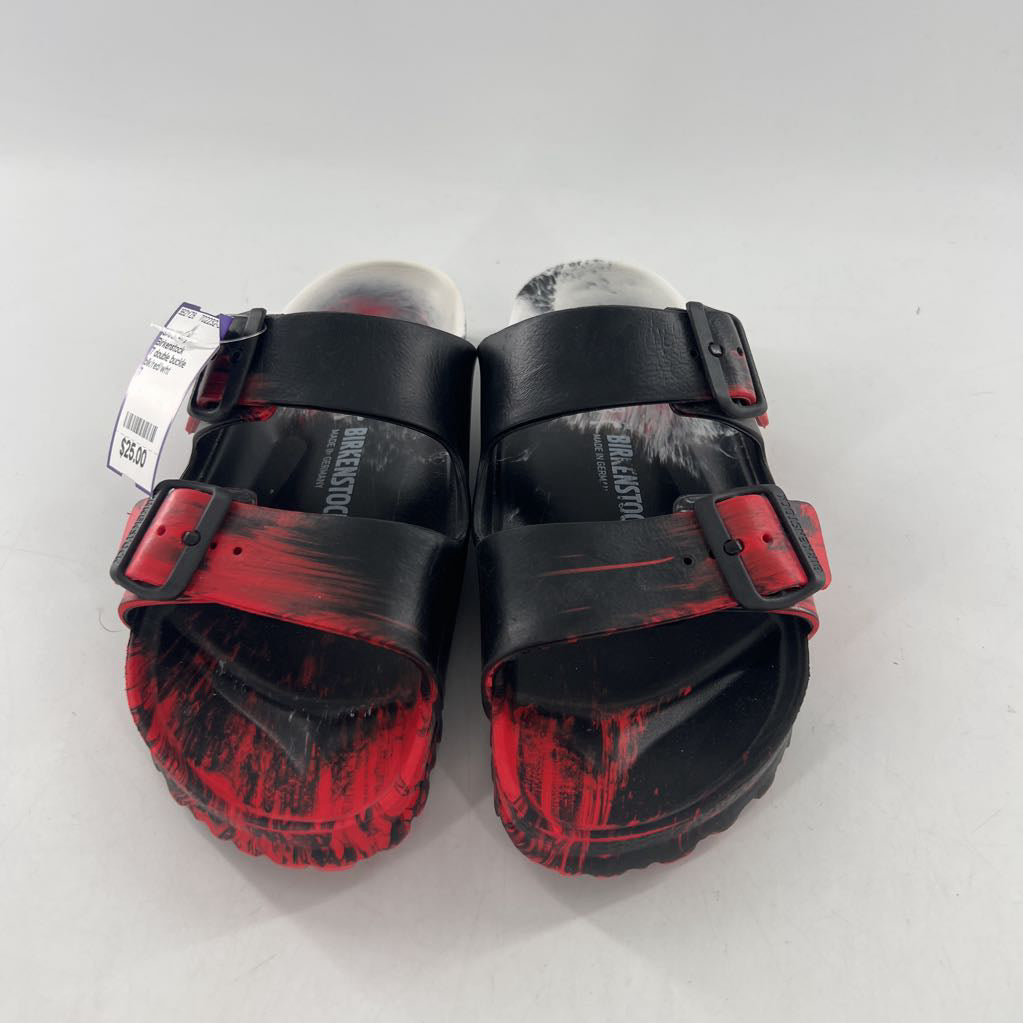 7 double buckle strap slide sandals