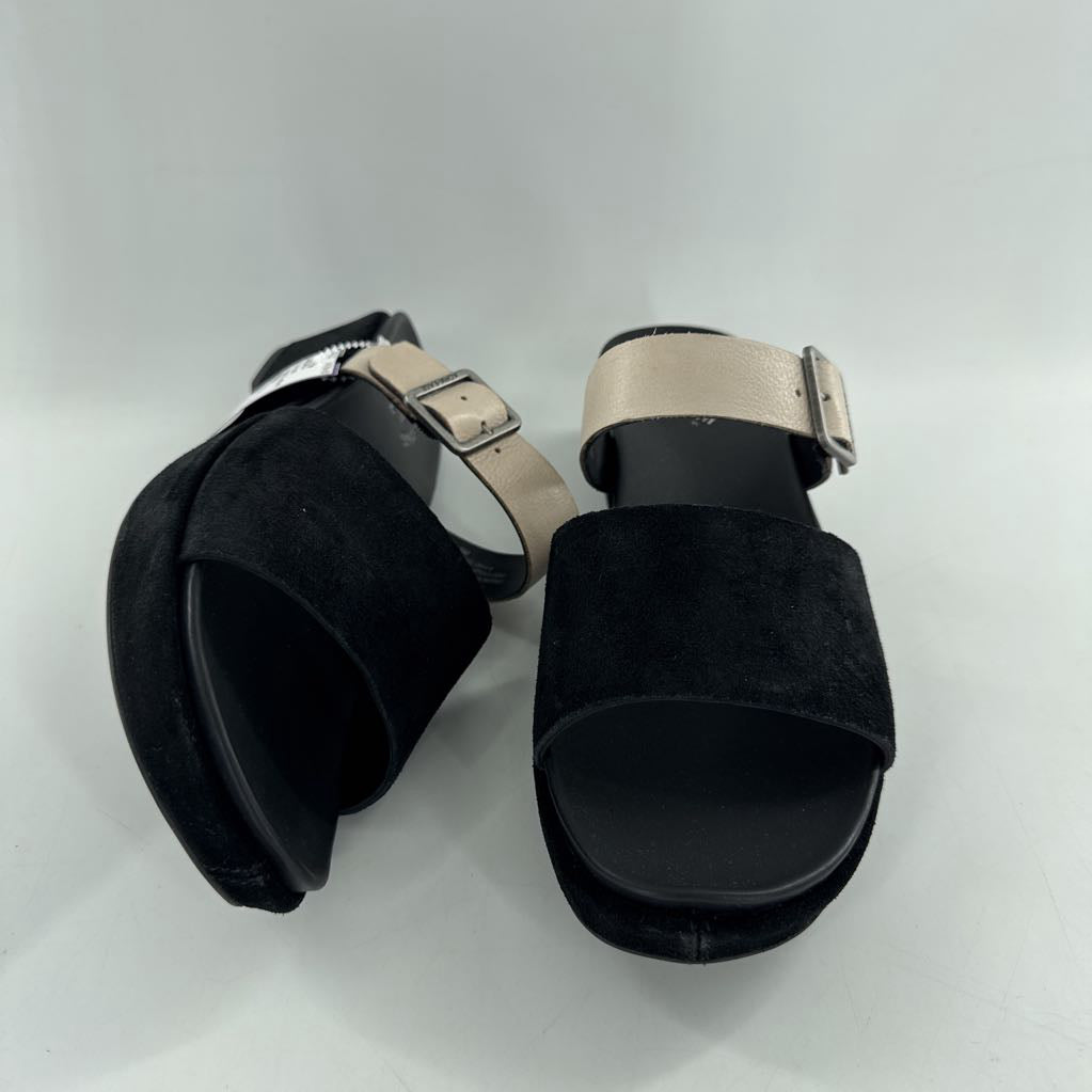 9 suede & leather wedge heel sandal